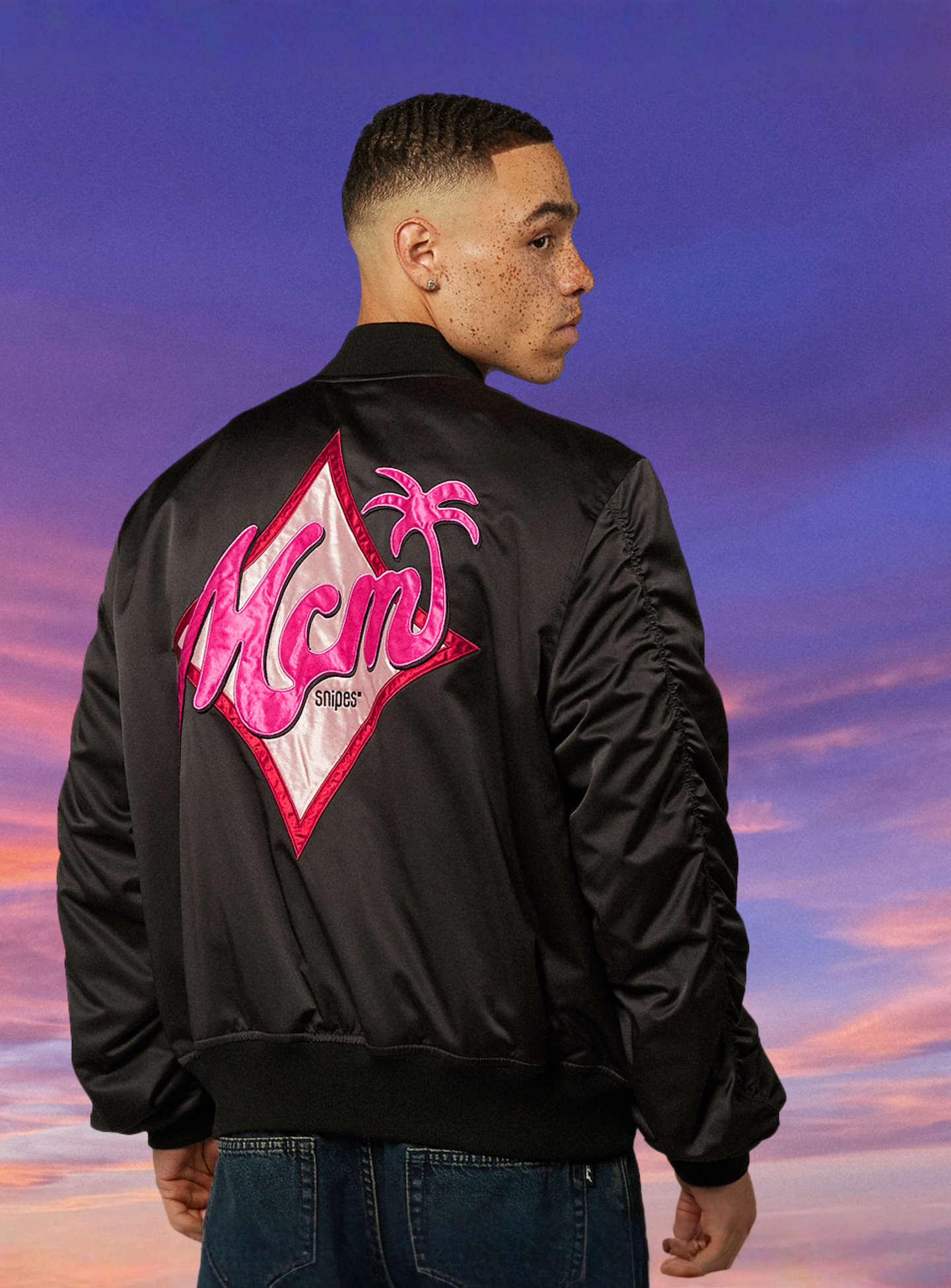 MCM x SNIPES, Miami Palm Bomber Jacket, black, Image 3 of 8