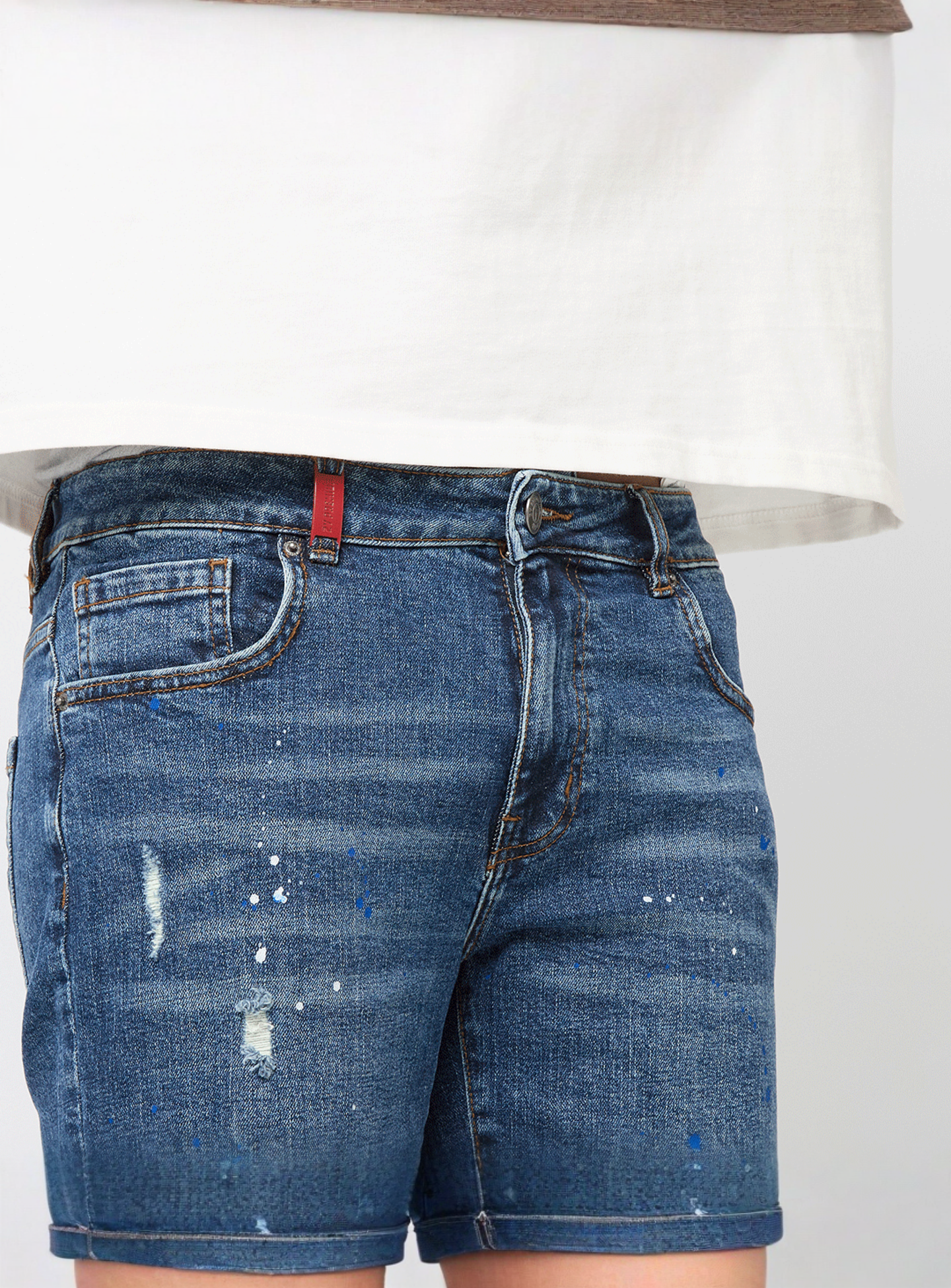 2Y STUDIOS, Leonardo Ripped Slim Fit Shorts, blue, Image 3 of 5