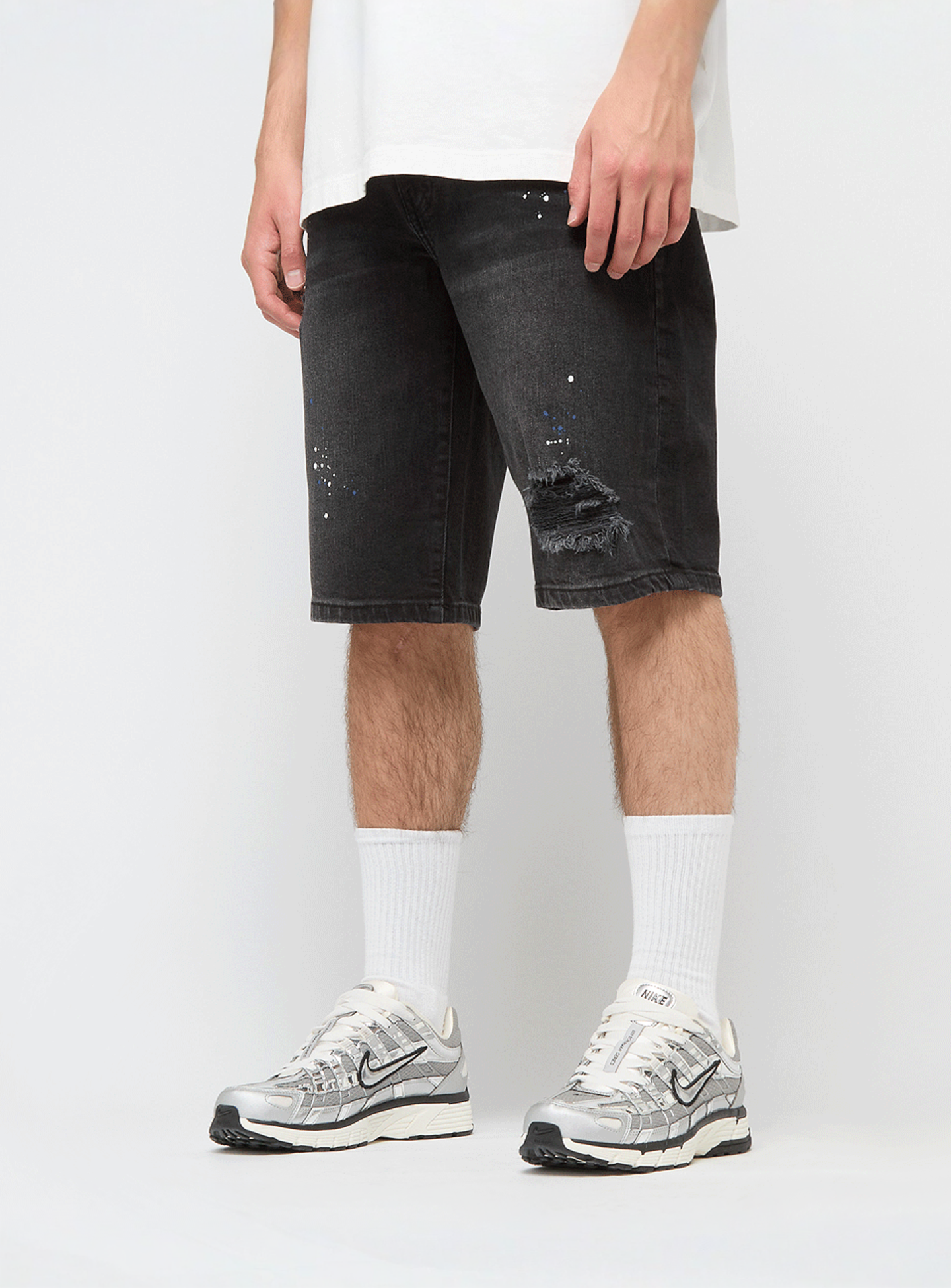 2Y STUDIOS, Leonardo Ripped Slim Fit Shorts, black, Image 1 of 5