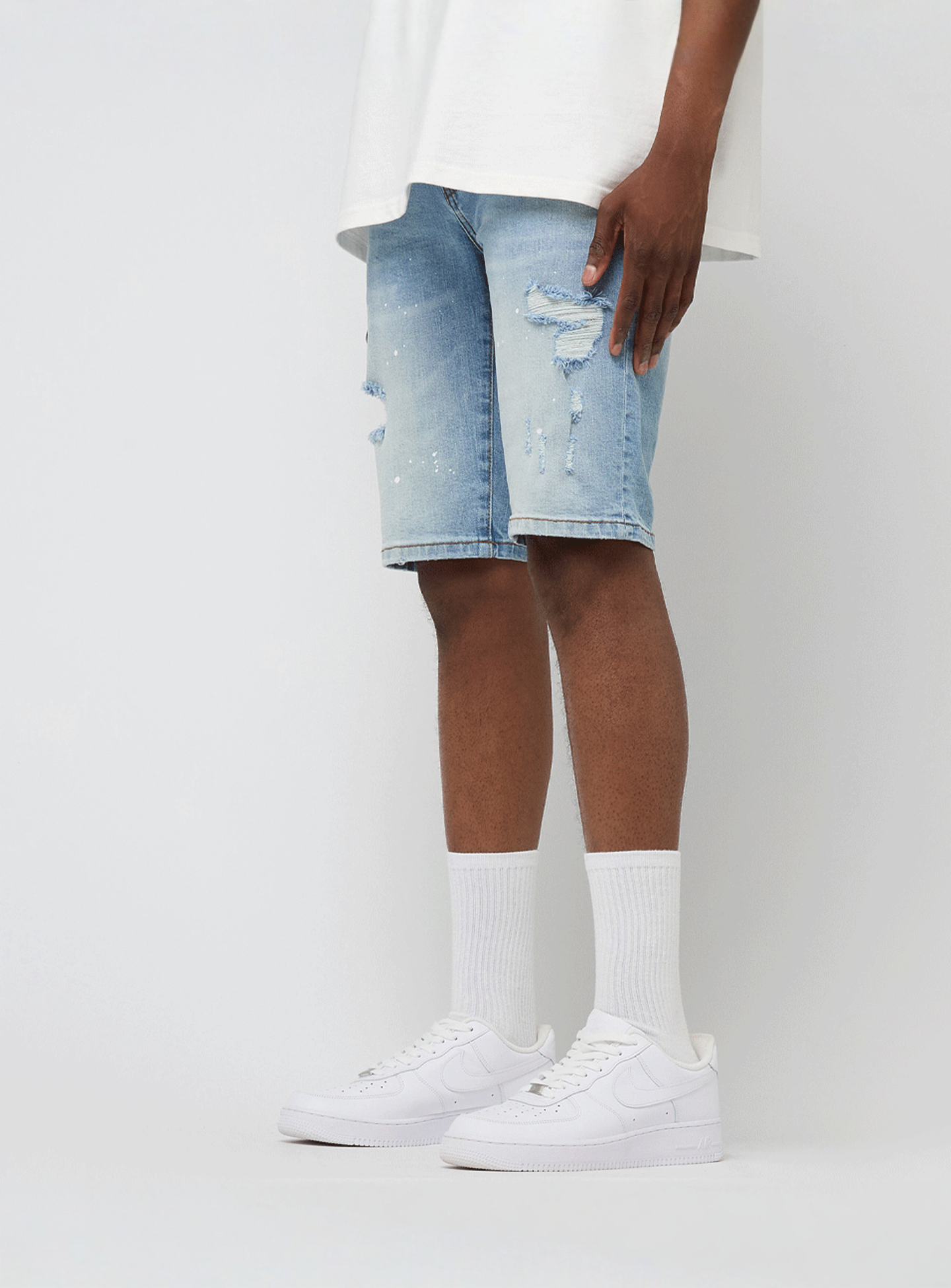 2Y STUDIOS, Victor Ripped Slim Fit Shorts, blue, Image 1 of 5