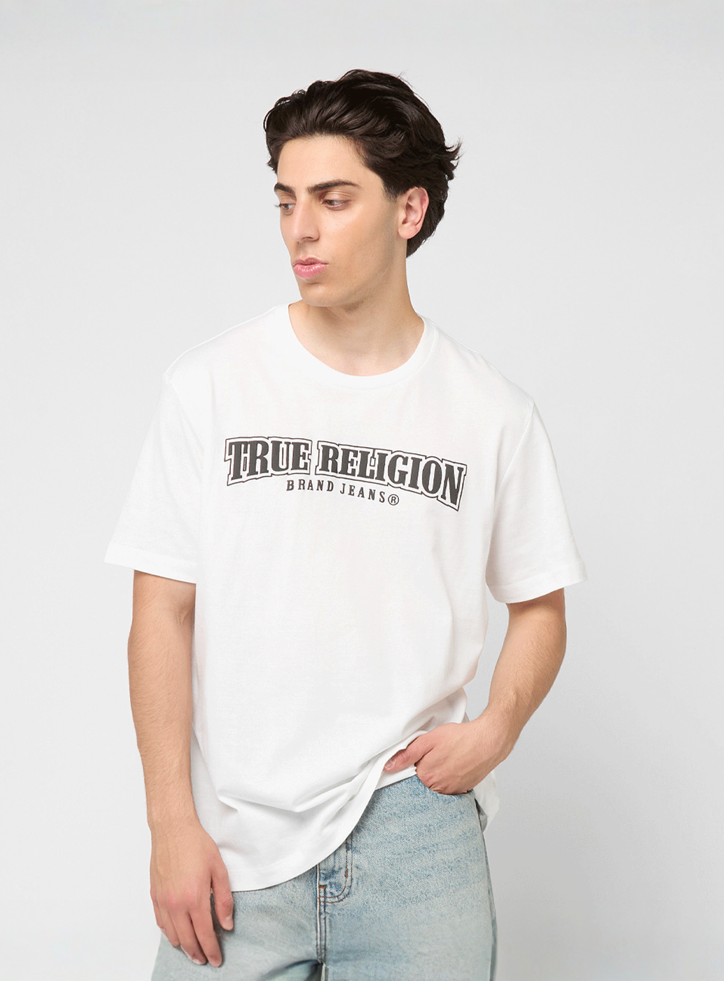 True Religion, Relaxed NU Brush Tee, white, Image 1 of 5
