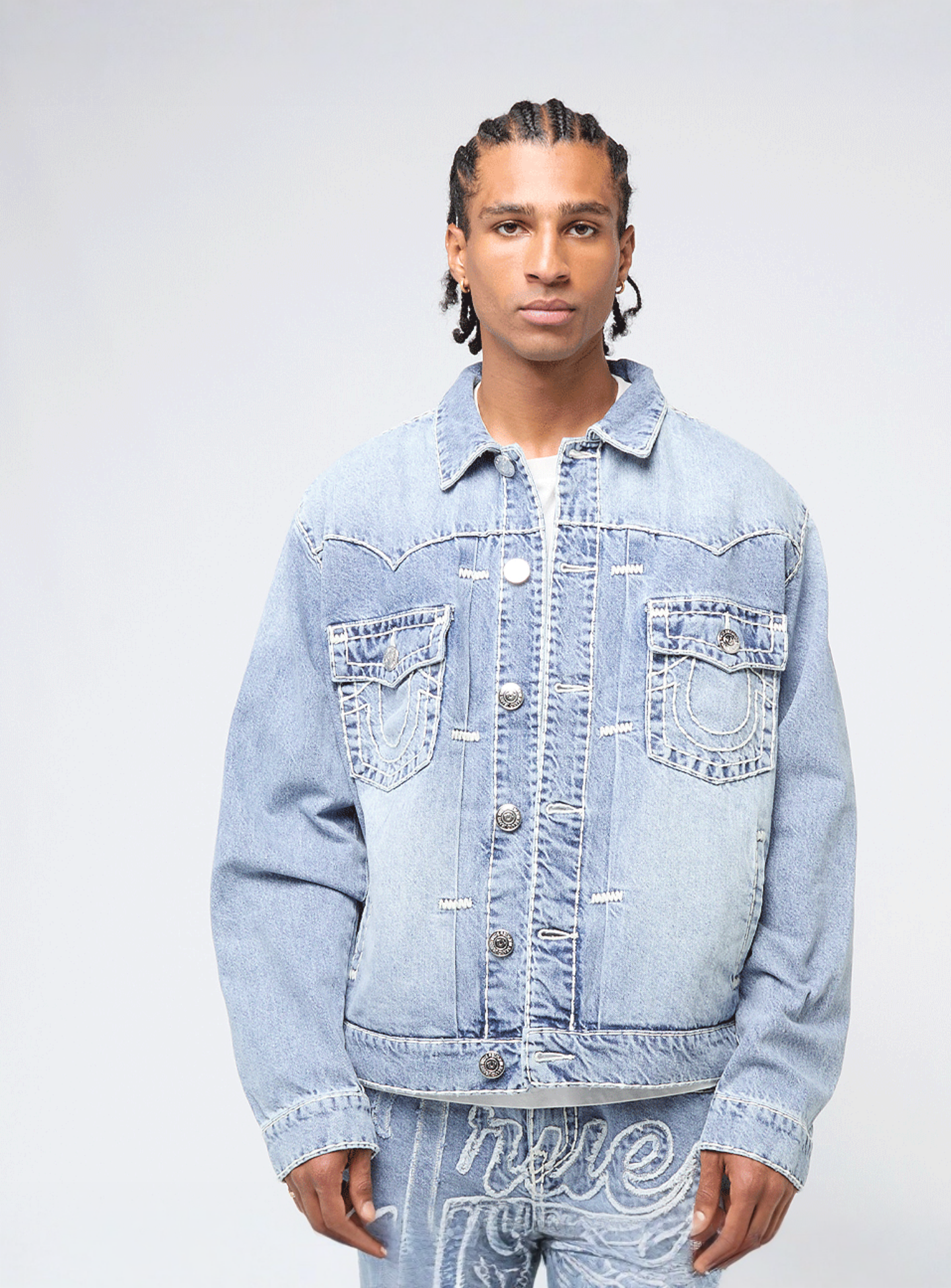True Religion, Super T Oversized Denim Jacket, blue, Image 1 of 6