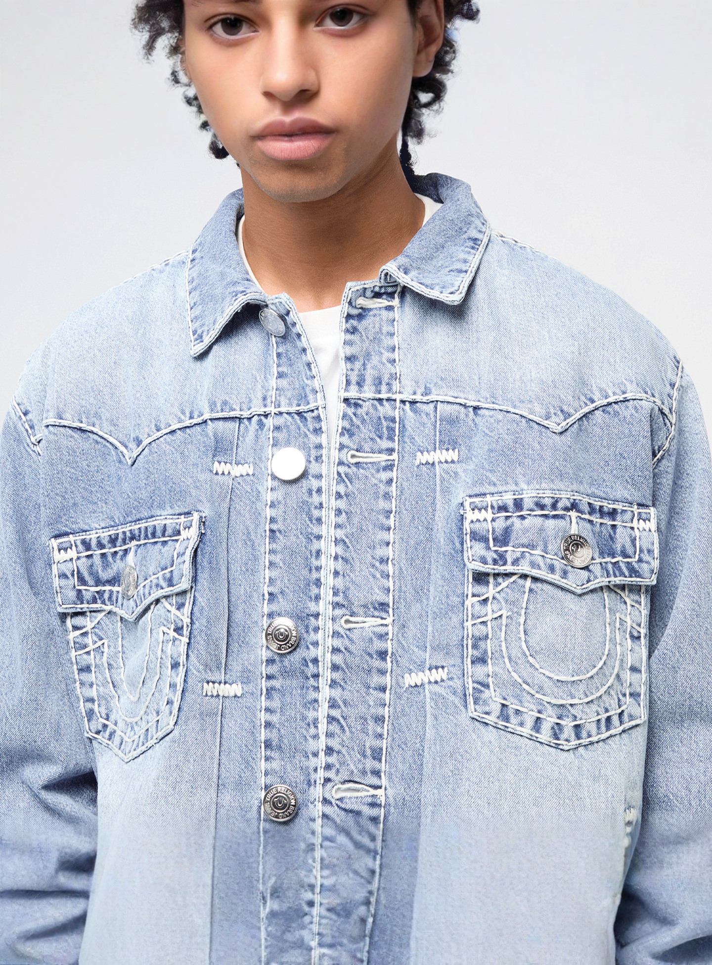 True Religion, Super T Oversized Denim Jacket, blue, Image 3 of 6