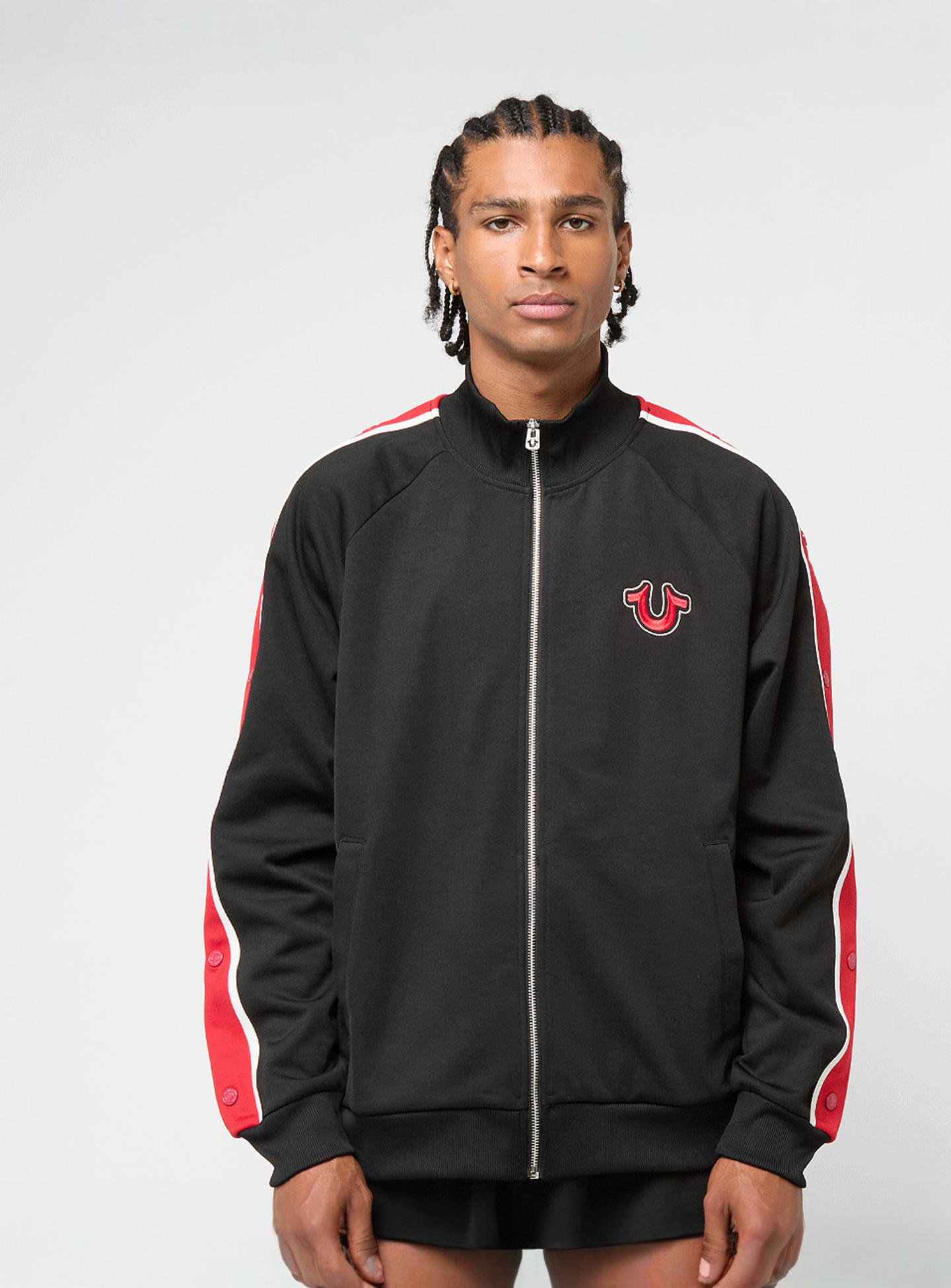 True Religion, Snap Off Track Jacket, black, Image 1 of 7