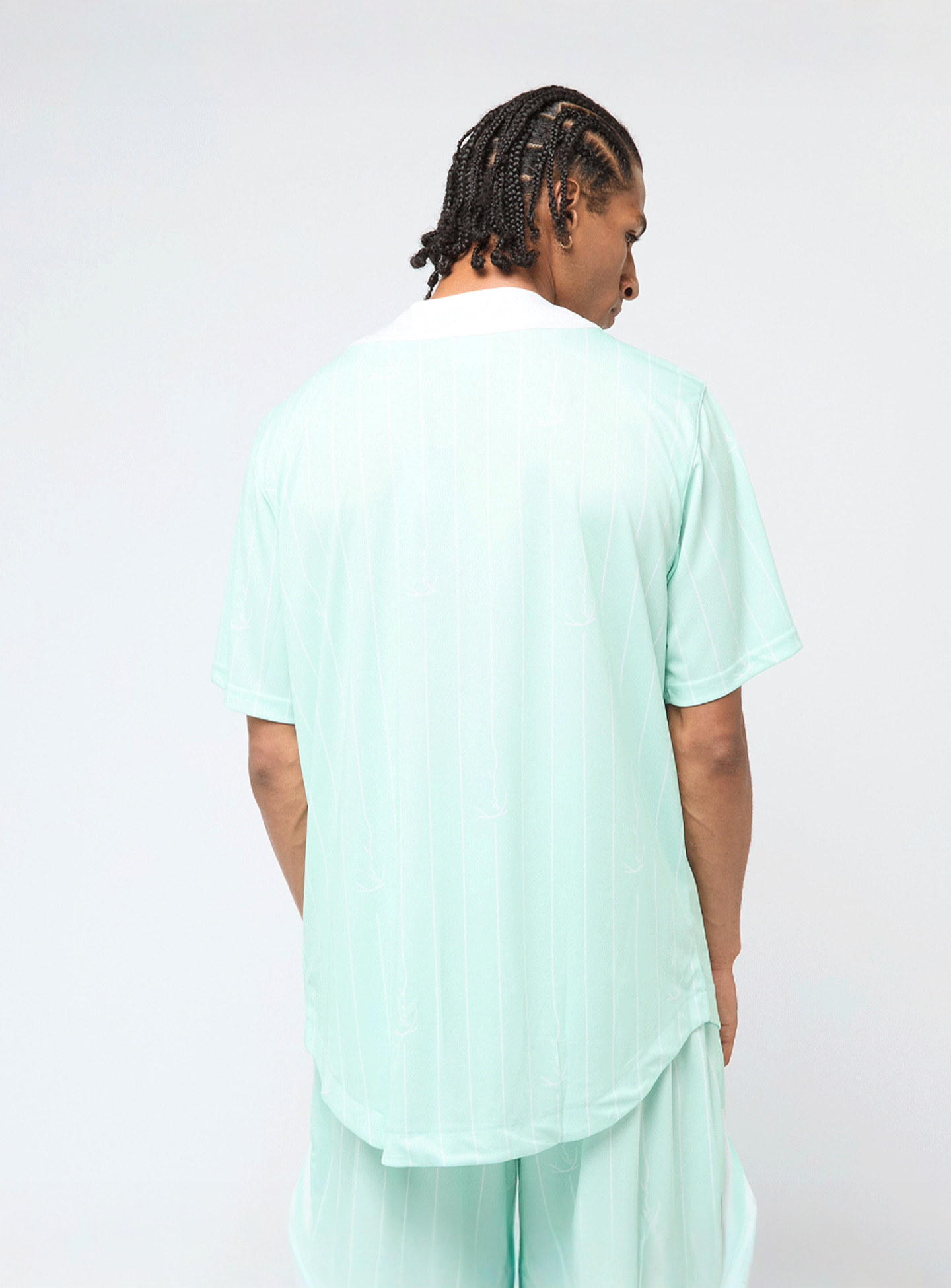 Karl Kani, Varsity Logo Pinstripe Baseball Shirt, blue, Image 2 of 4