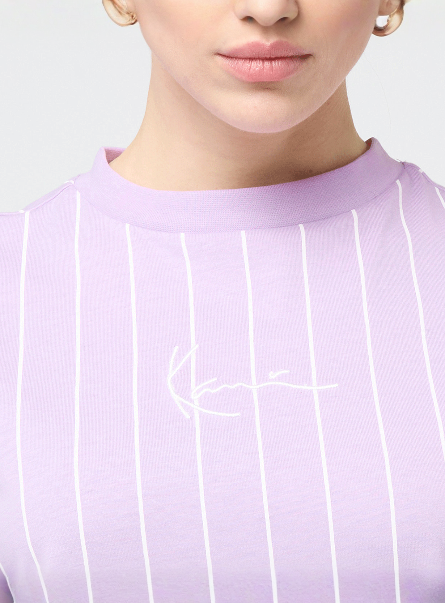 Karl Kani, Small Signature Essential Pinstripe Oversized Tee, purple, Image 3 of 4