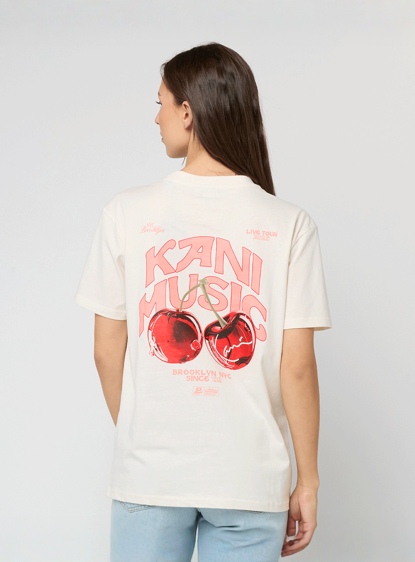 Karl Kani, Signature Cherry Print Oversized T-Shirt, beige, Image 1 of 5