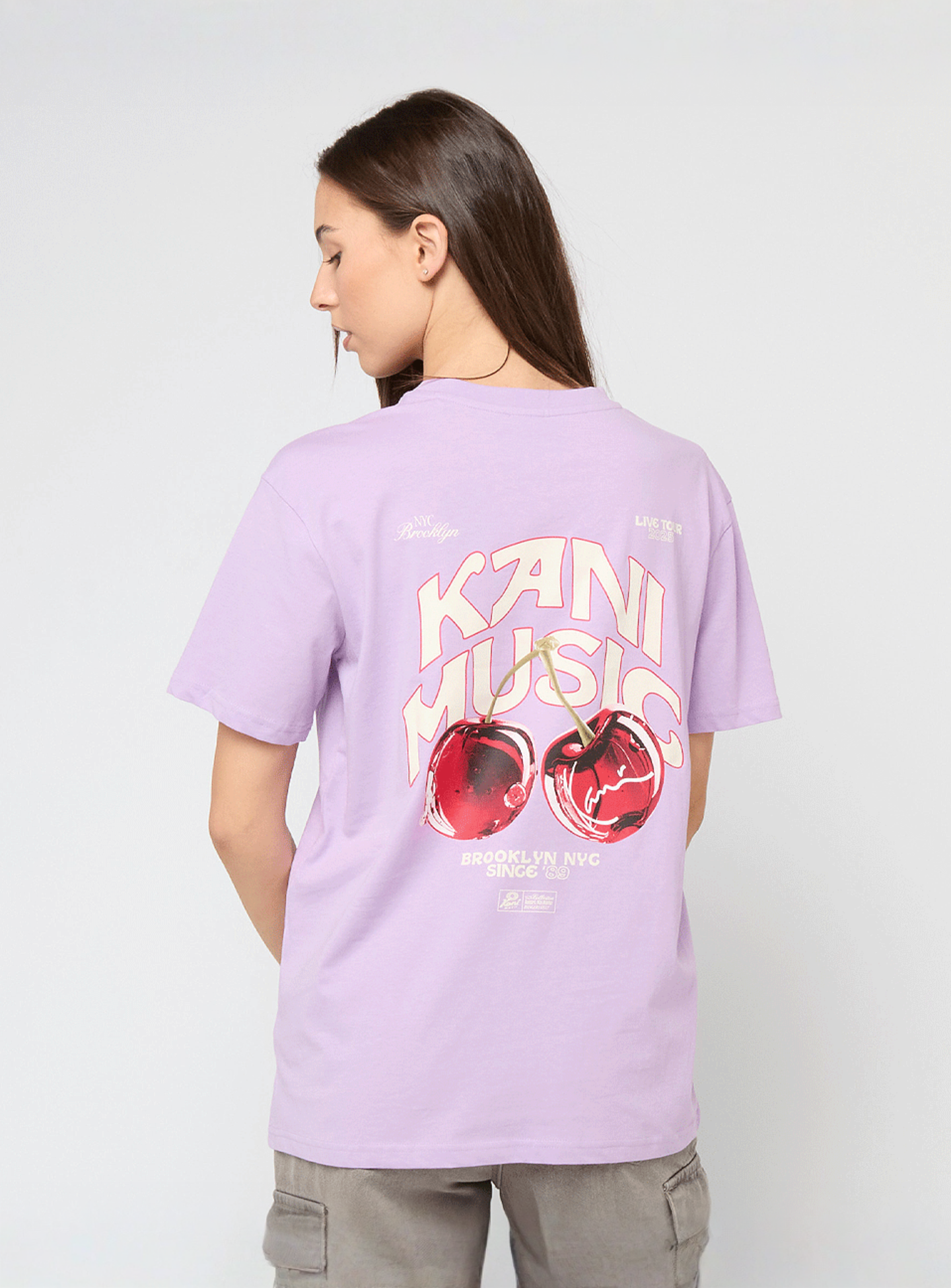Karl Kani, Signature Cherry Print Oversized T-Shirt, purple, Image 1 of 5