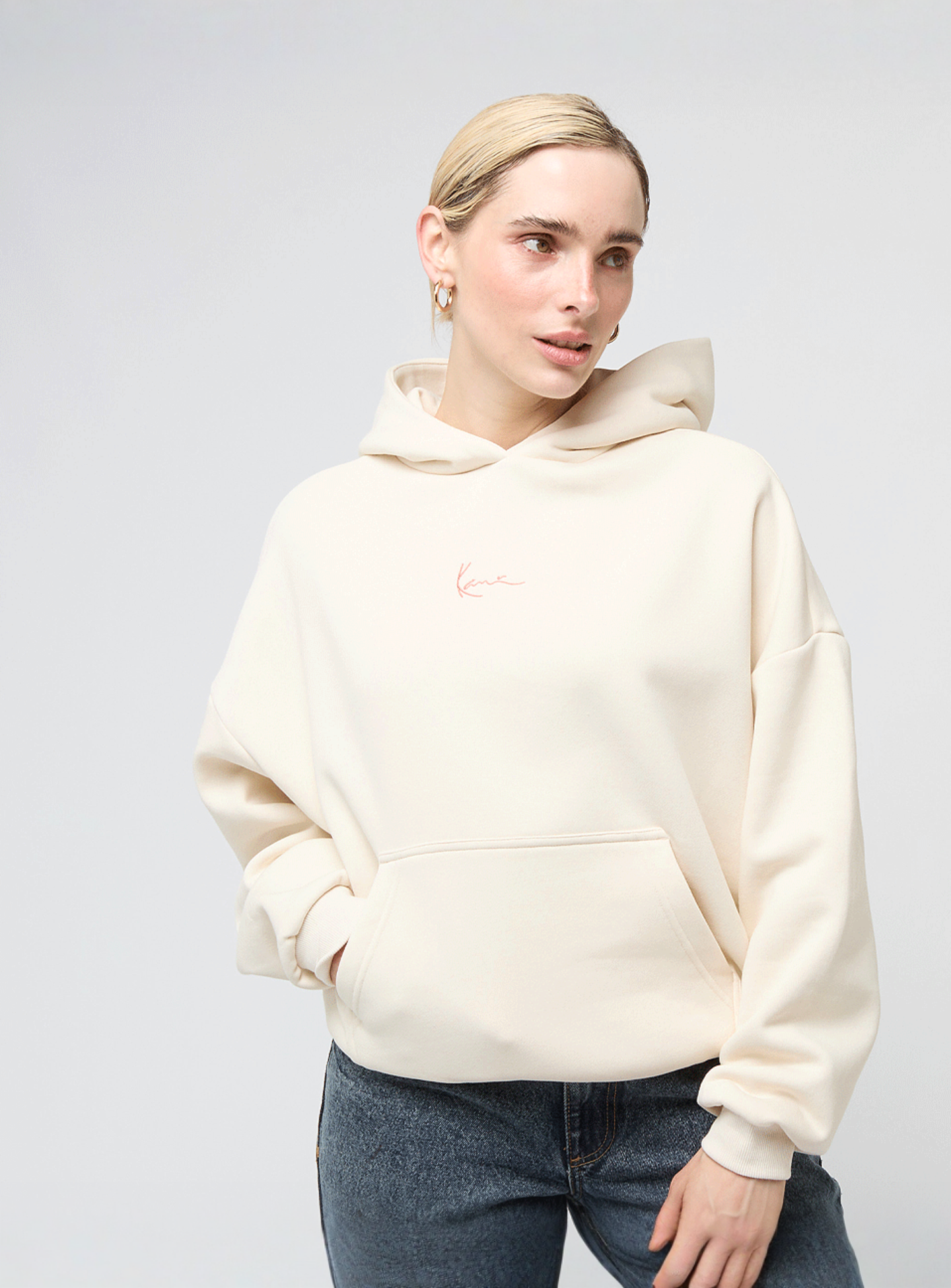 Karl Kani, Signature Cherry Print Oversized Hoodie, beige, Image 2 of 4