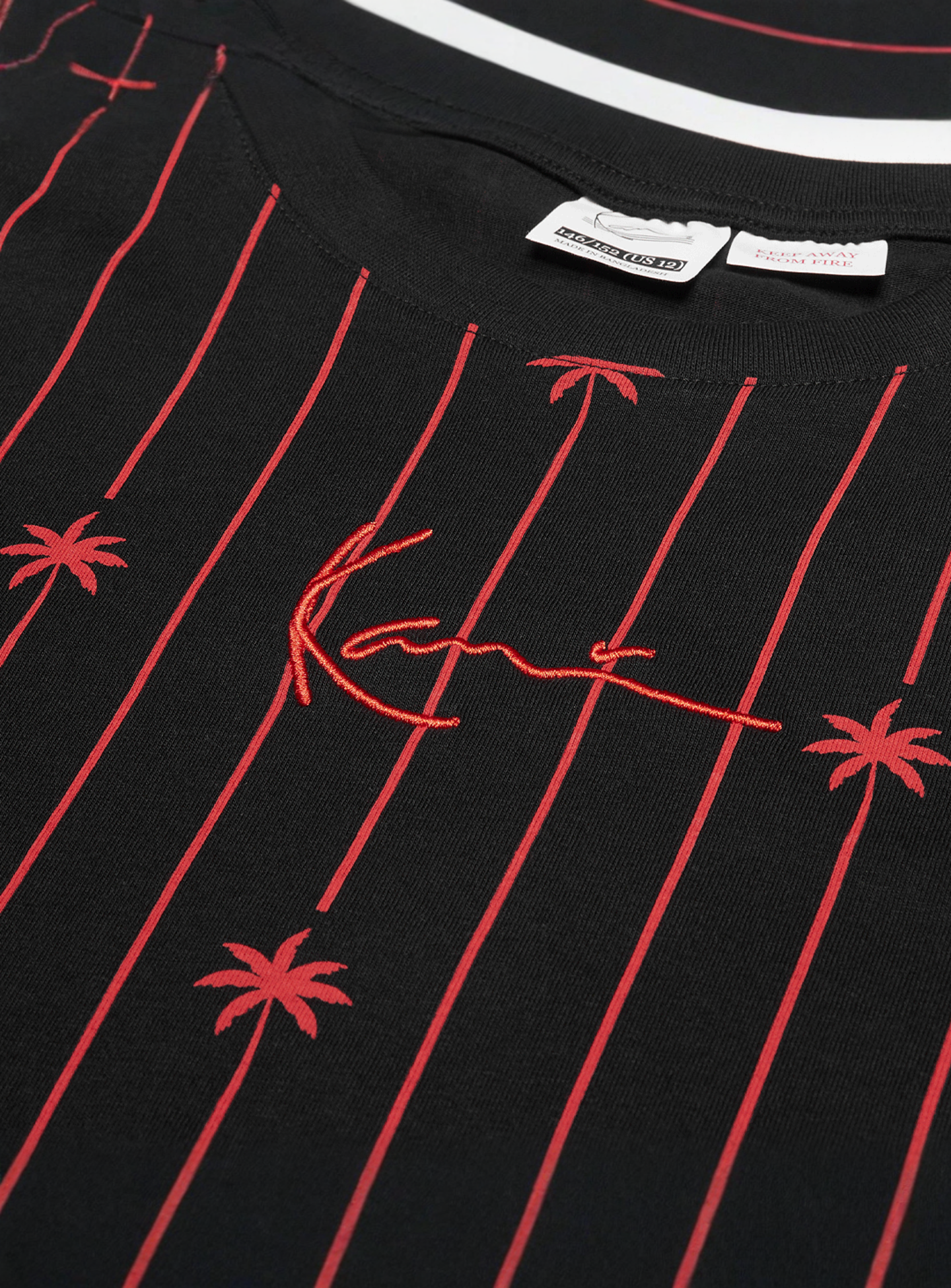 Karl Kani, Signature Palm Pinstripe T-Shirt Junior, black, Image 3 of 3