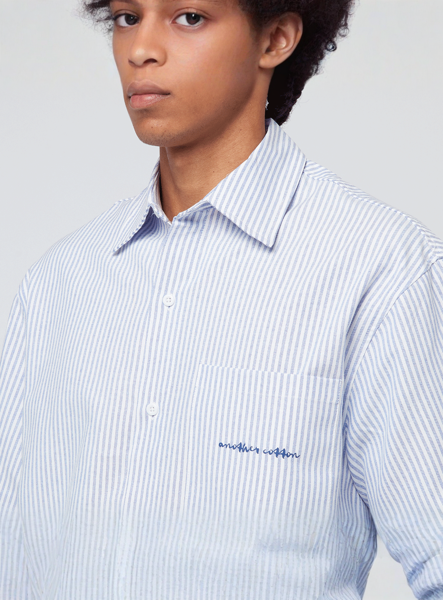 Another Cotton Lab, Oversized Short Sleeve Shirt, blue, Image 3 of 6