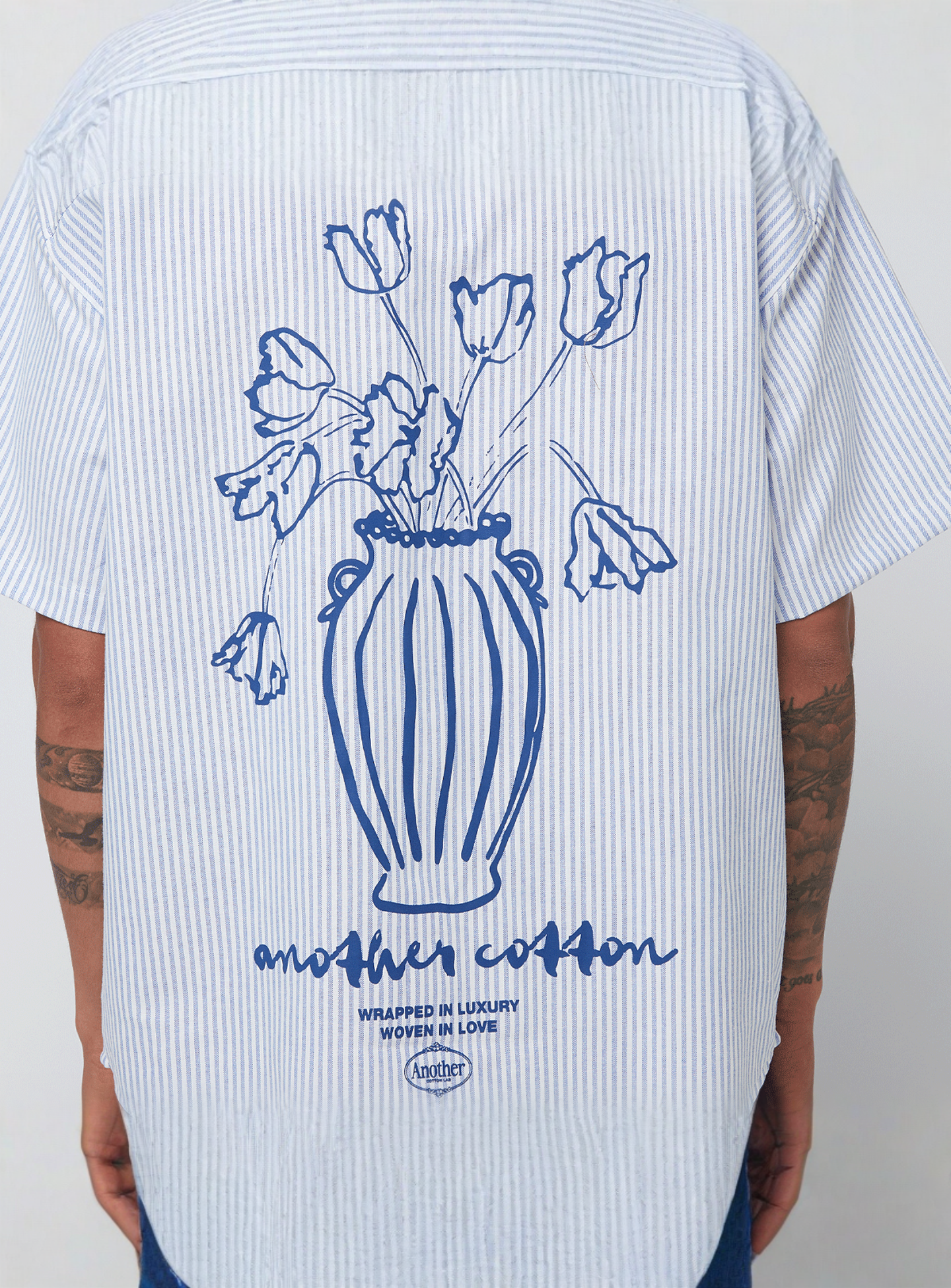 Another Cotton Lab, Oversized Short Sleeve Shirt, blue, Image 5 of 6