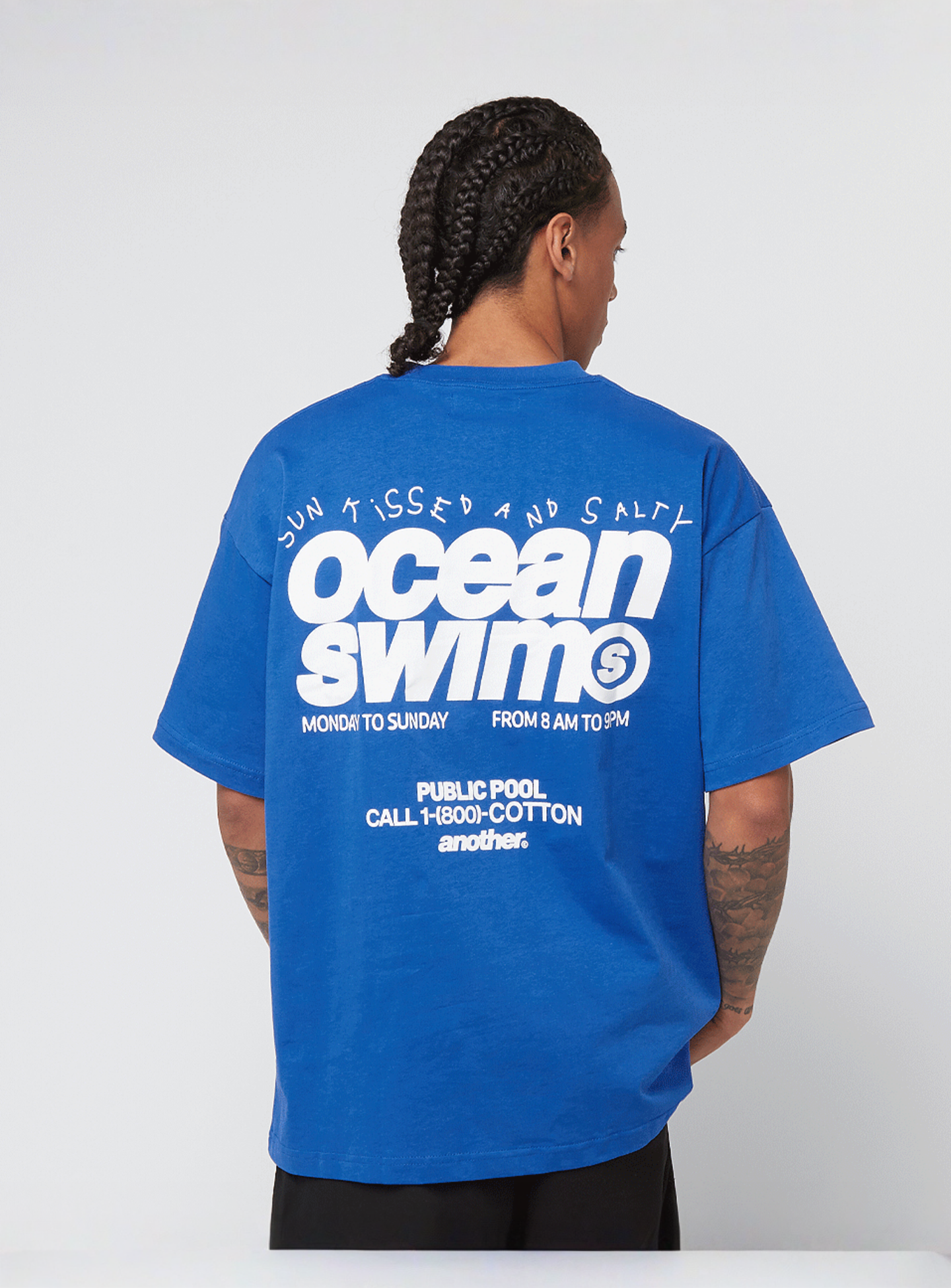 Another Cotton Lab, Ocean Swim Oversized T-Shirt, blue, Image 1 of 5