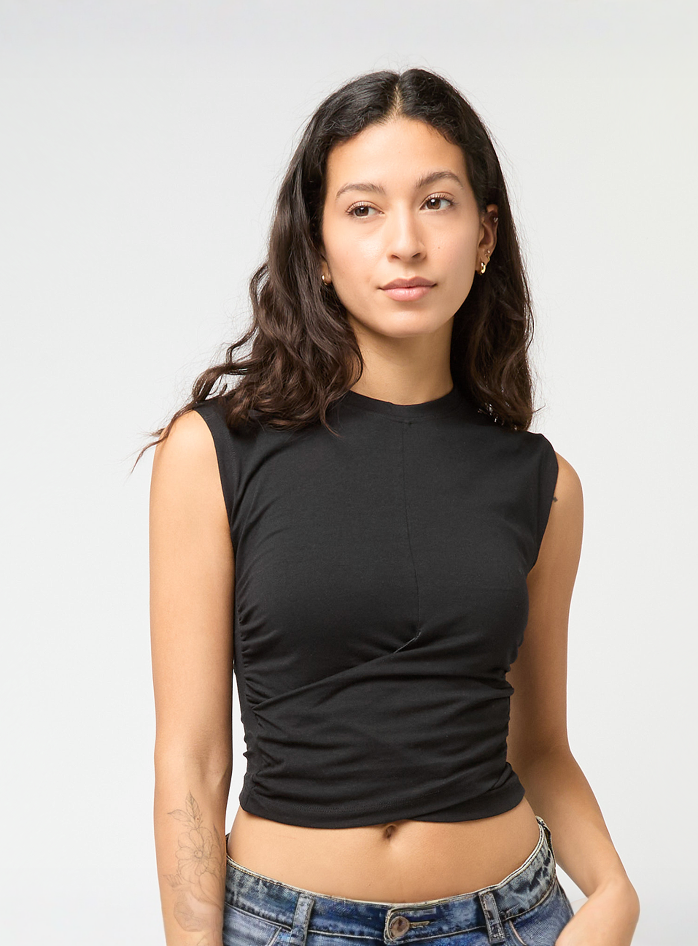 Urban Classics, Ladies Cropped Wrapped Top, black, Image 1 of 4