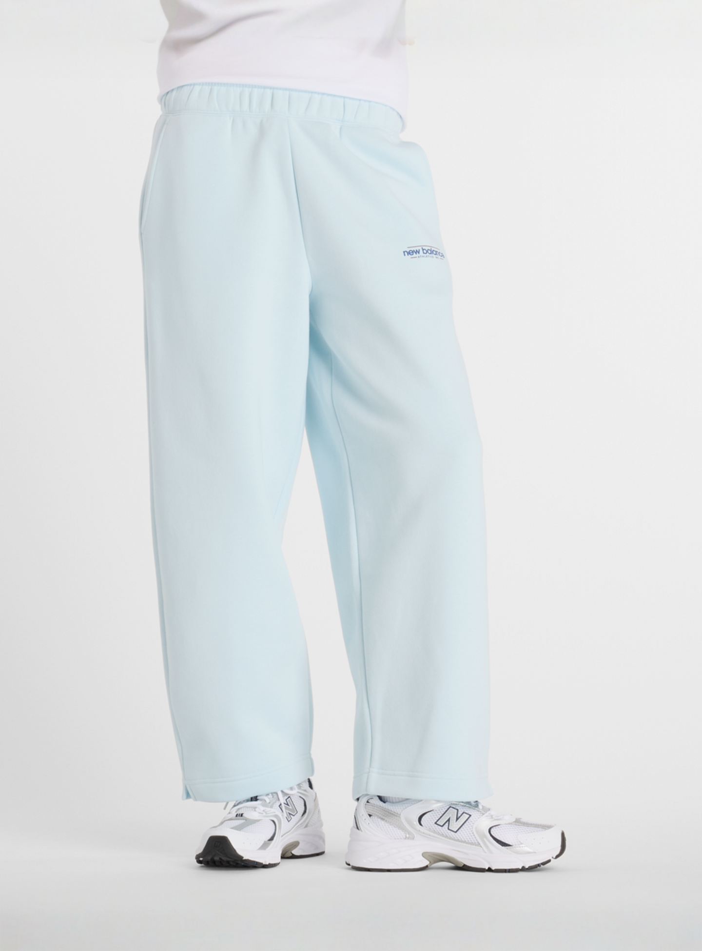 New Balance, Reimagined Fleece Barrel Leg Pants, blue, Image 1 of 5