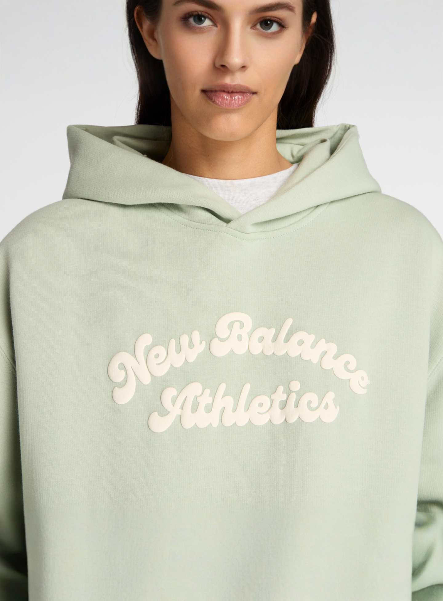 New Balance, Linear Heritage Fleece Long Hoodie, green, Image 3 of 5
