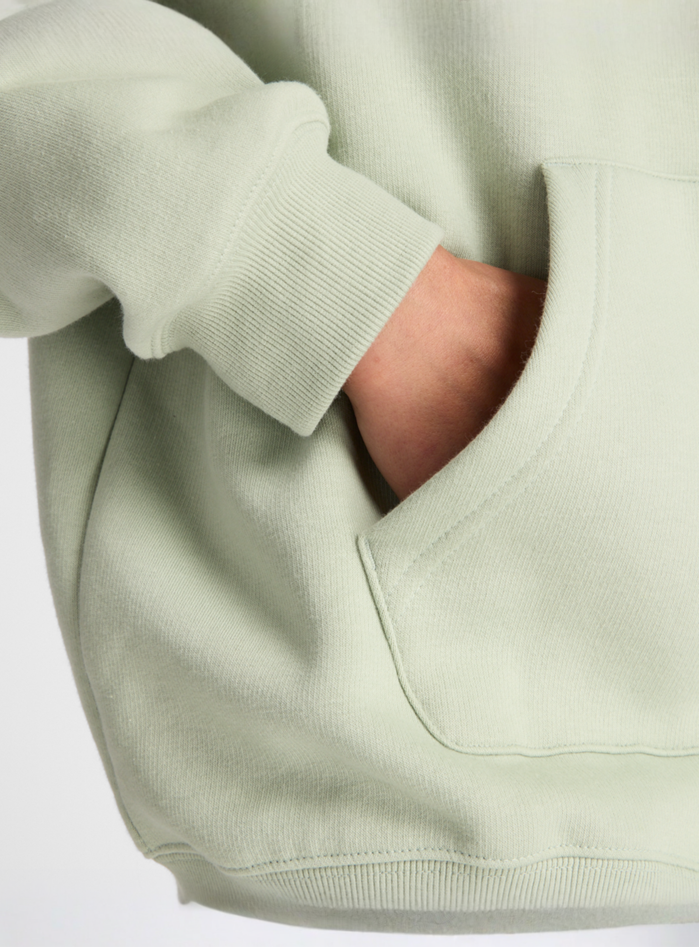 New Balance, Linear Heritage Fleece Long Hoodie, green, Image 4 of 5