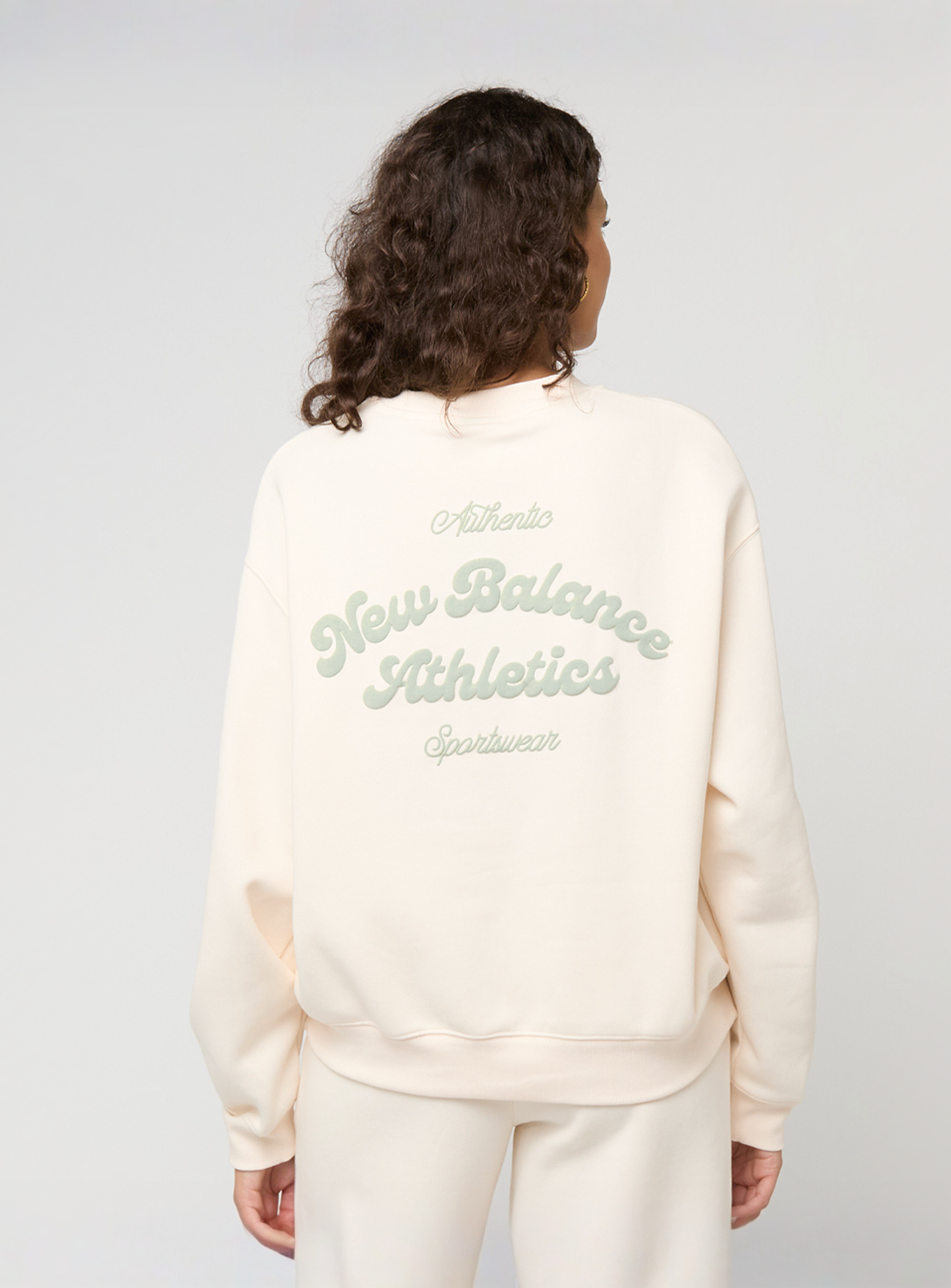 New Balance, Linear Heritage Fleece Crew, beige, Image 1 of 5