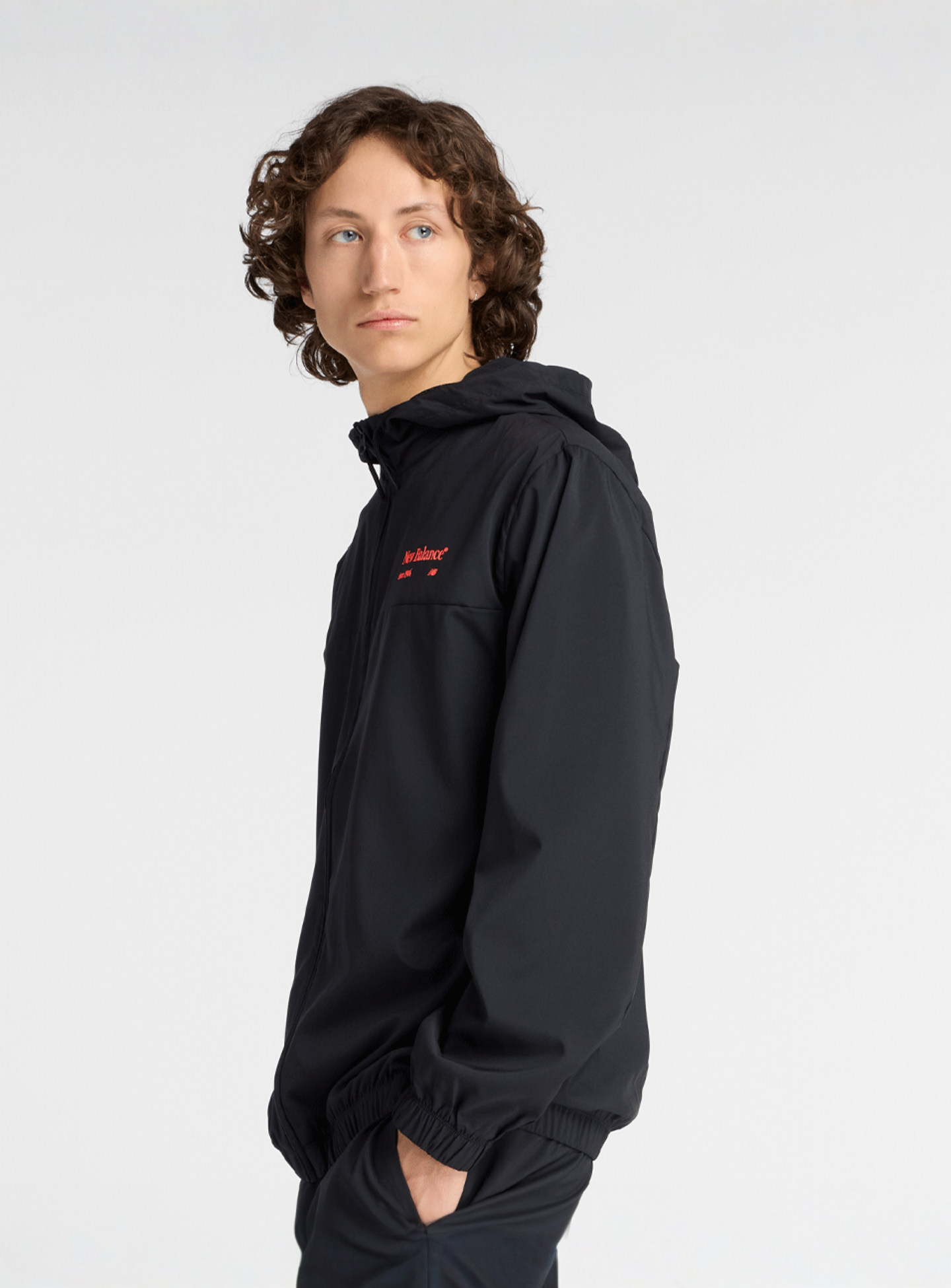 New Balance, Reimagined Woven Graphic Jacket, black, Image 2 of 6