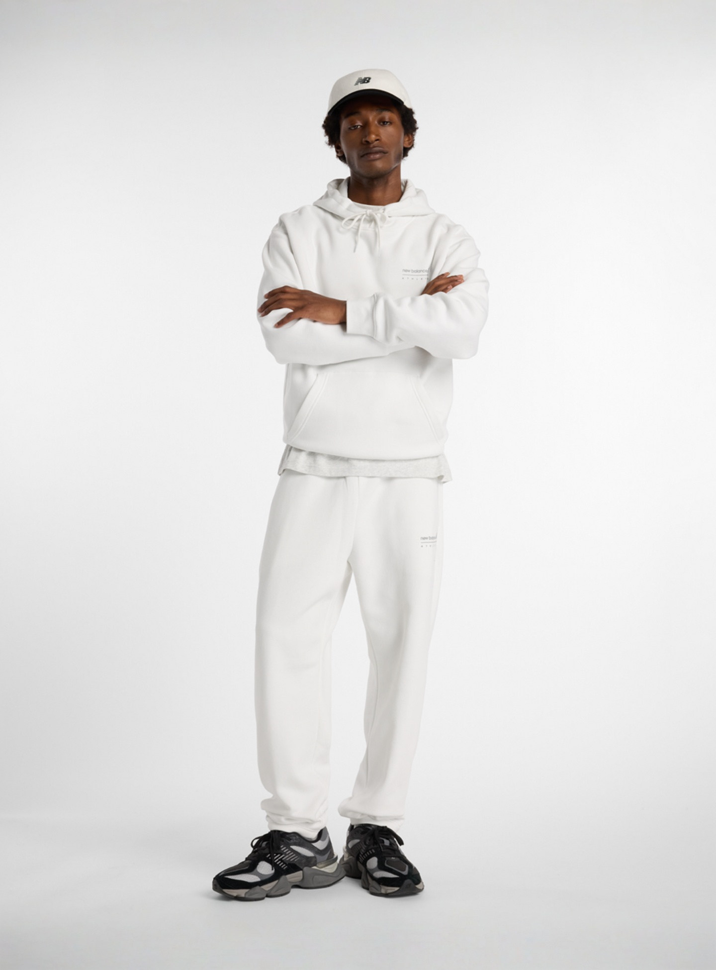 New Balance, Linear Graphic Fleece Pants, white, Image 4 of 4