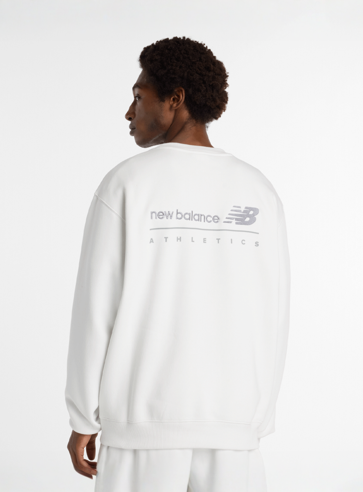 New Balance, Linear Graphic Fleece Crew, grey, Image 2 of 5