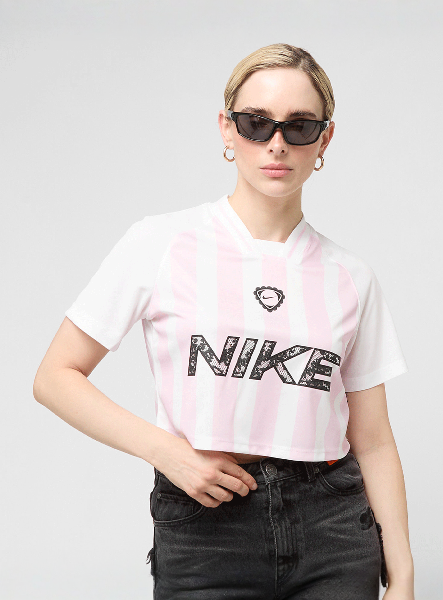 Nike, Sportswear Shortsleeve Crop Football Trend Top, white, Image 1 of 4
