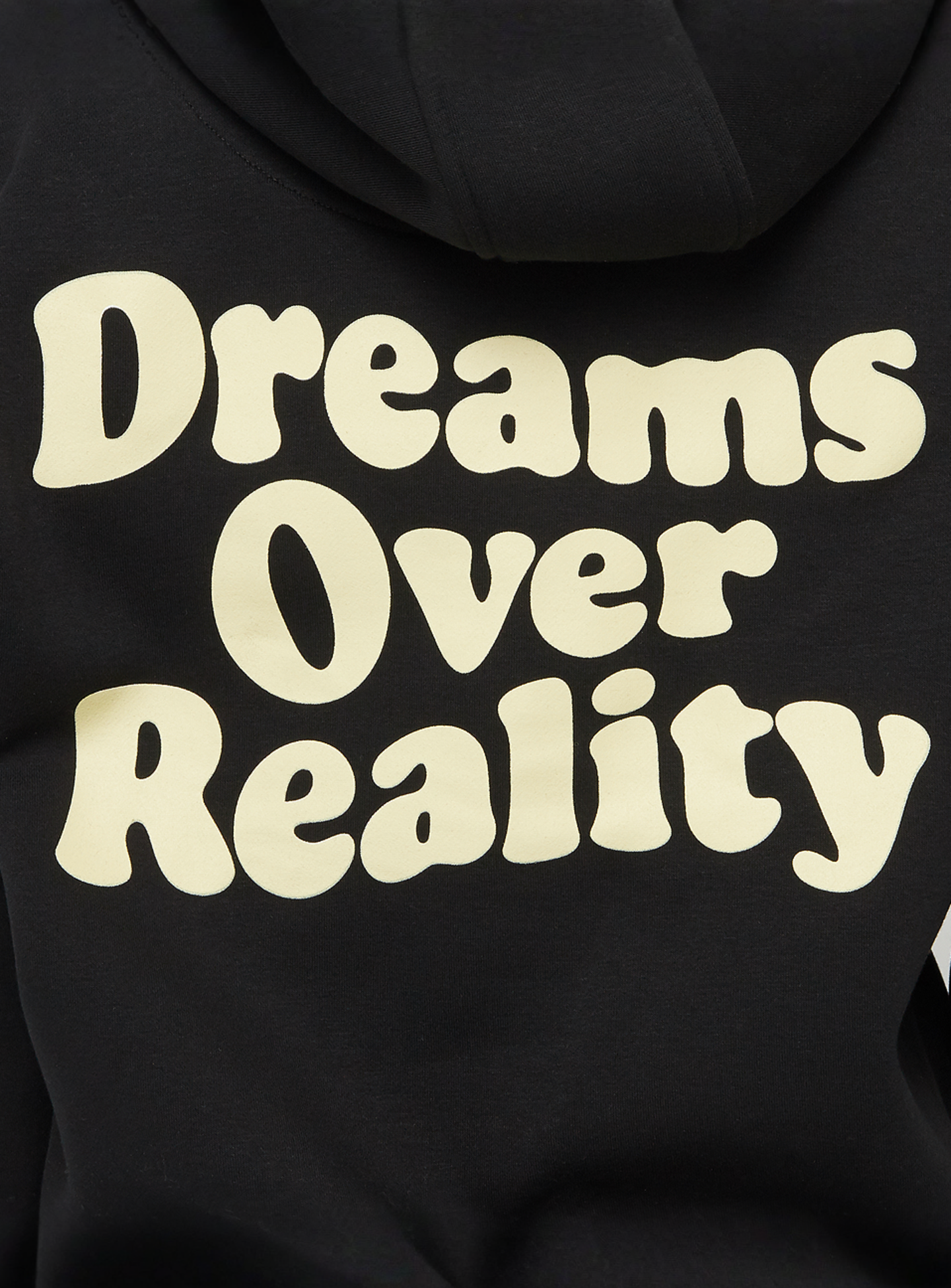 Miss Tee, Dreams Over Reality Ladies Fluffy Hoody, black, Image 4 of 5