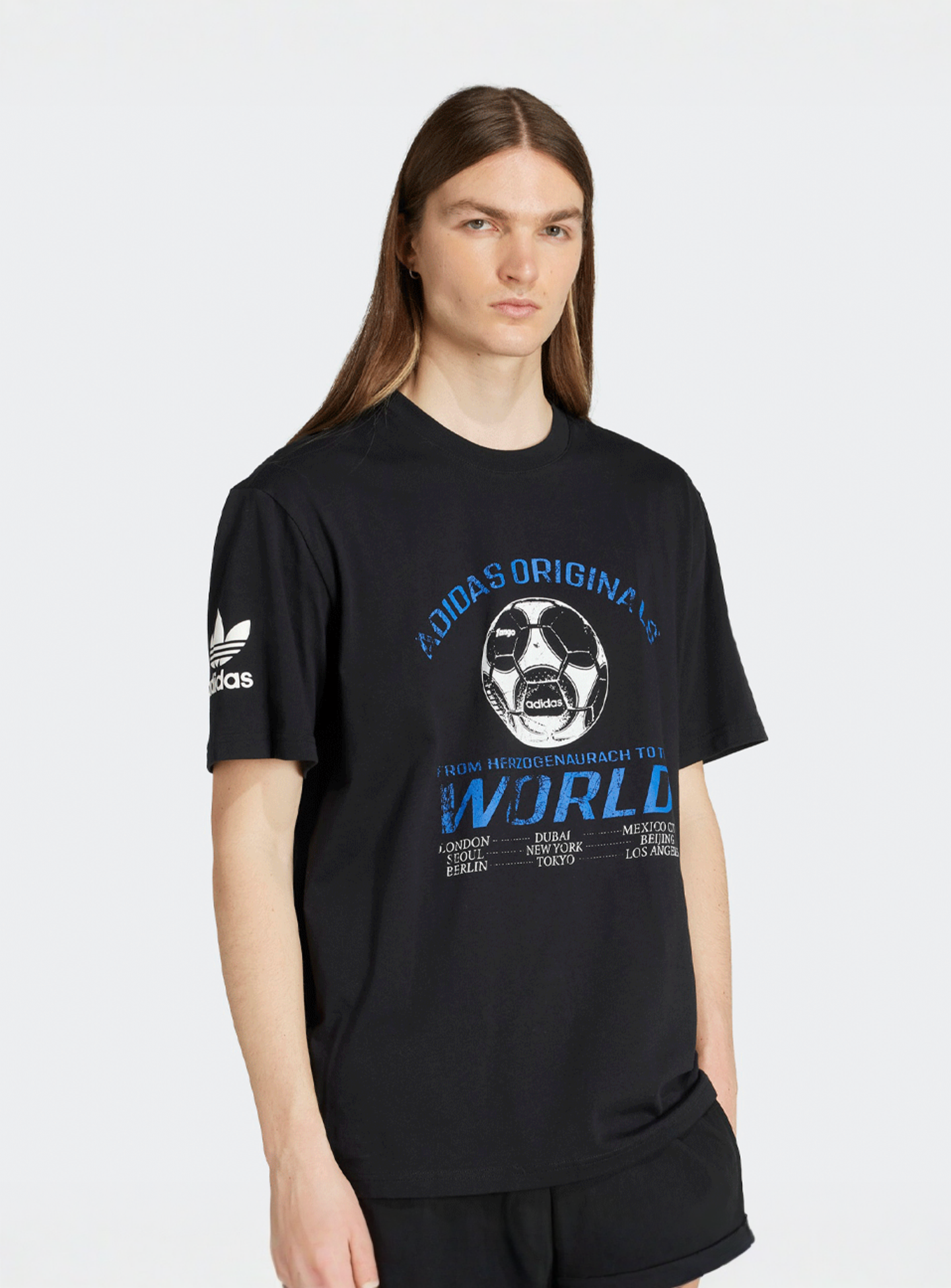 adidas Originals, 90s Football Tee, black, Image 1 of 5