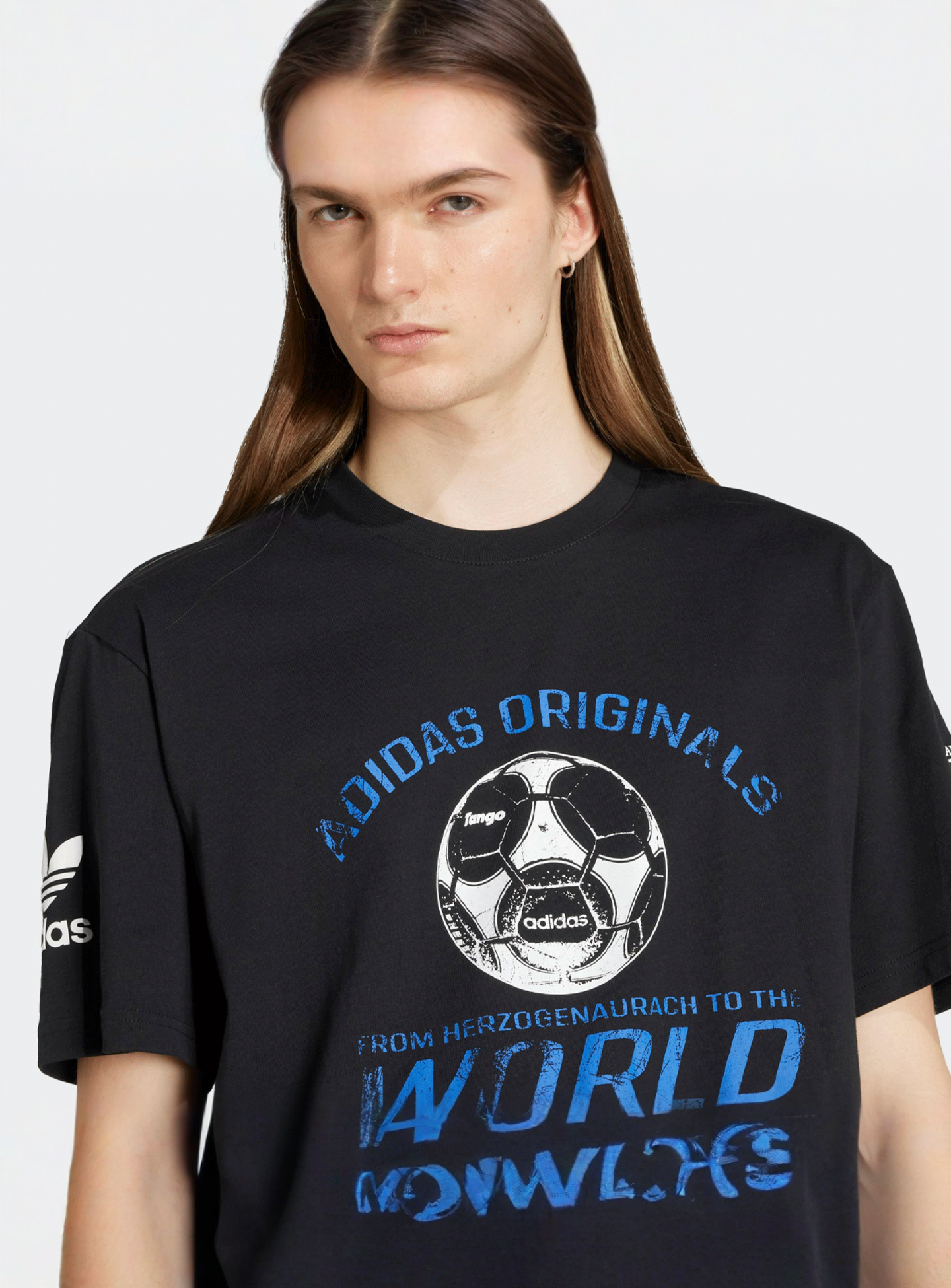 adidas Originals, 90s Football Tee, black, Image 3 of 5