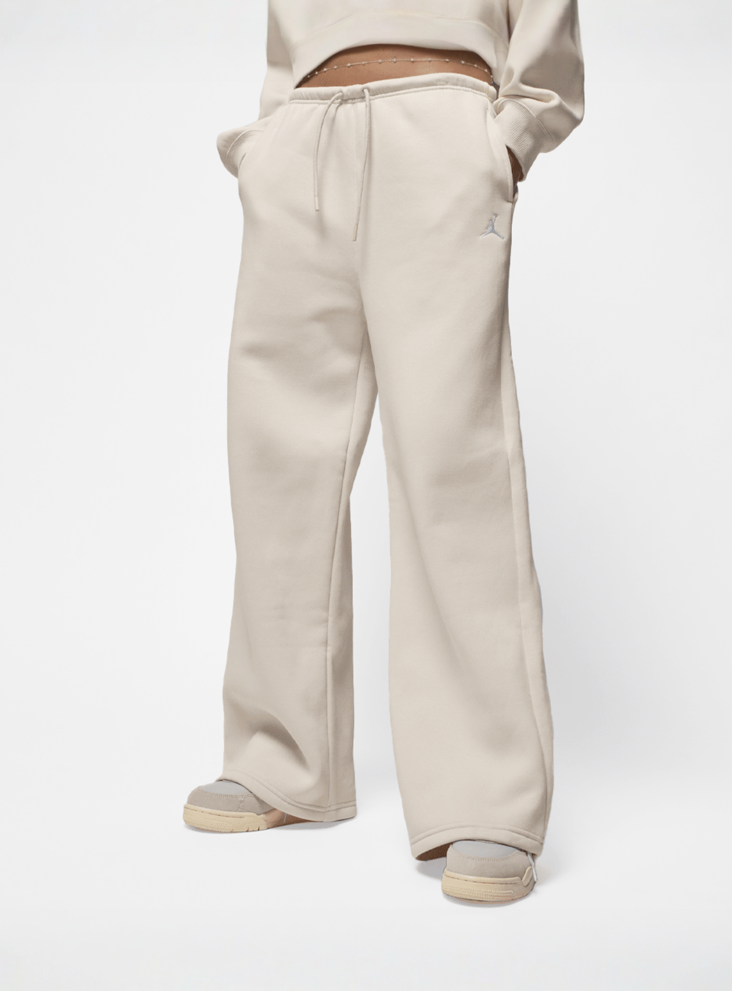 Jordan, Brooklyn Fleece Open-Hem Pants, beige, Image 1 of 4