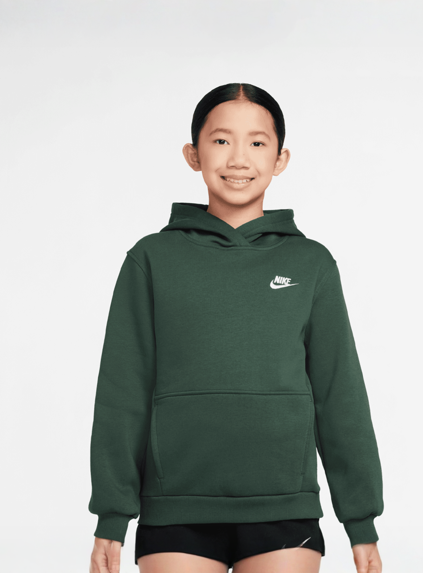 Nike, Sportswear Club Fleece Hoodie Low Brand Read, green, Image 1 of 3