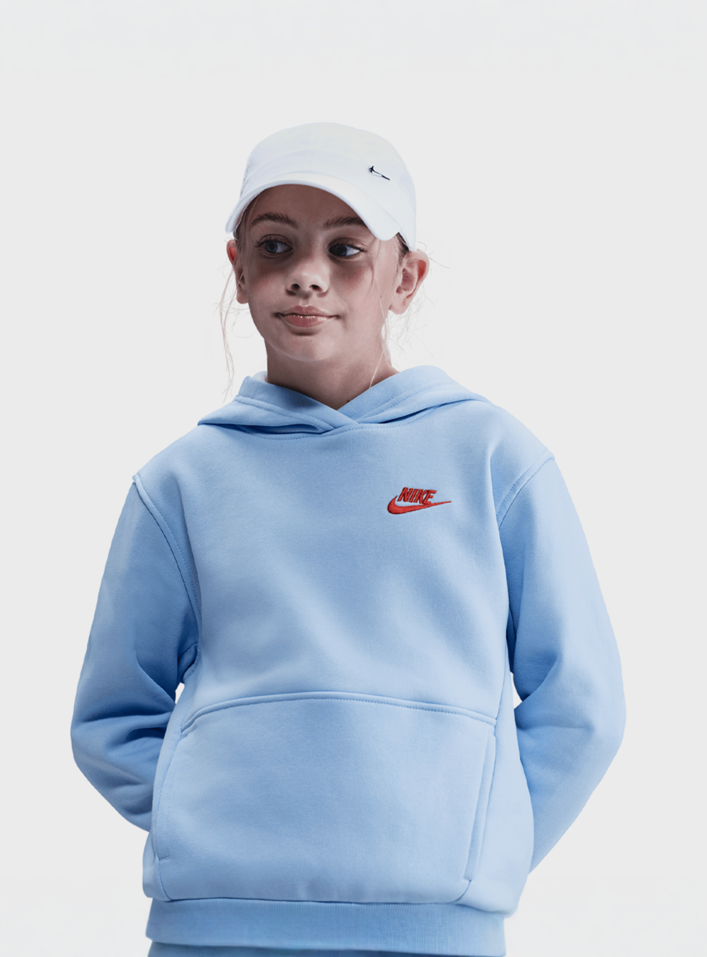 Nike, Sportwear Club Fleece Hoodie Low Brand Read, blue, Image 1 of 5