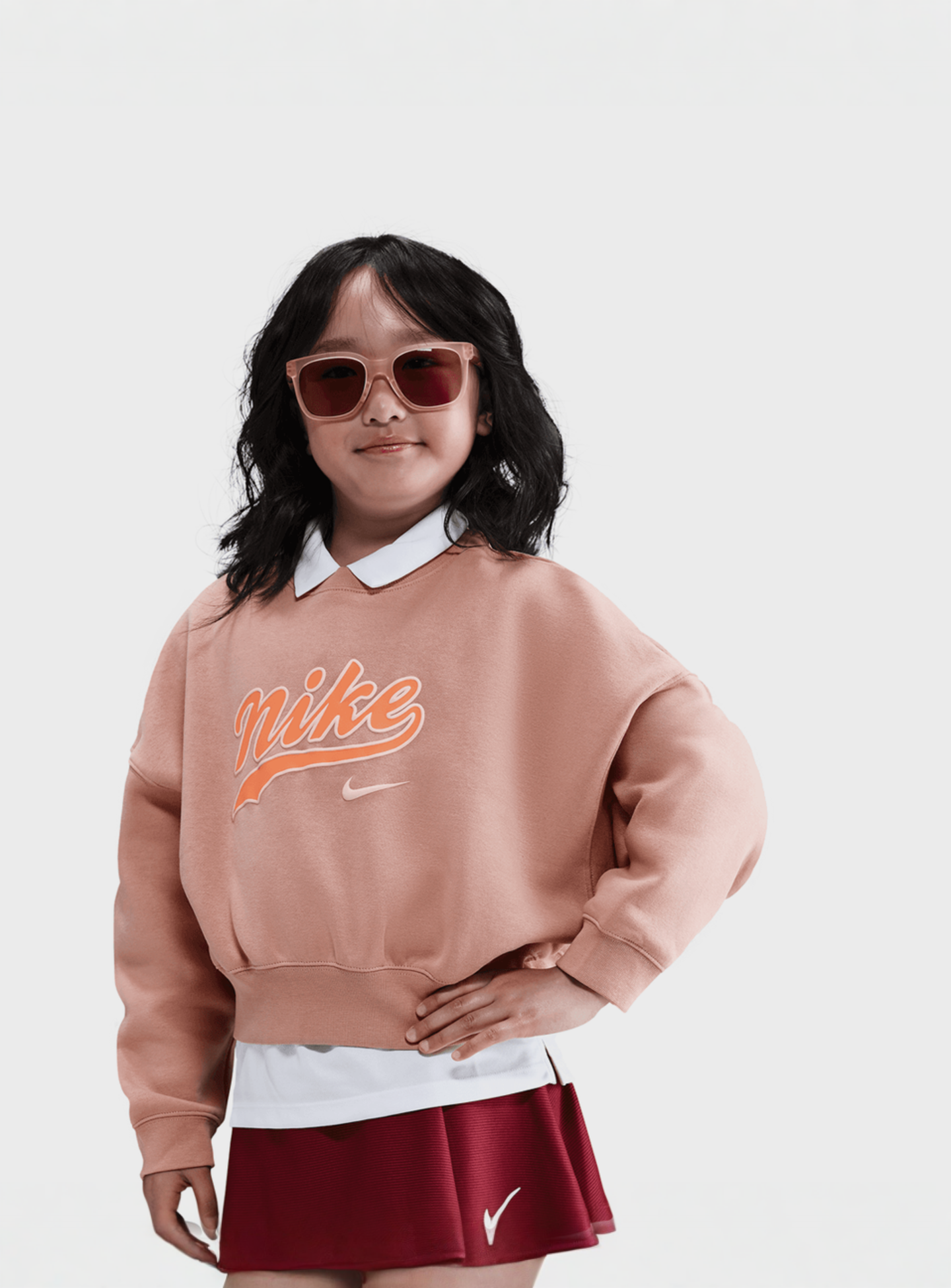 Nike, Sportswear Cropped Fleece Sweatshirt, light pink, Image 1 of 4