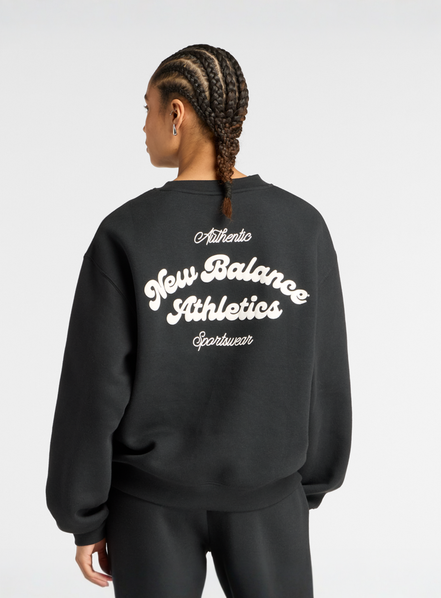 New Balance, Linear Heritage Fleece Crew, black, Image 1 of 5