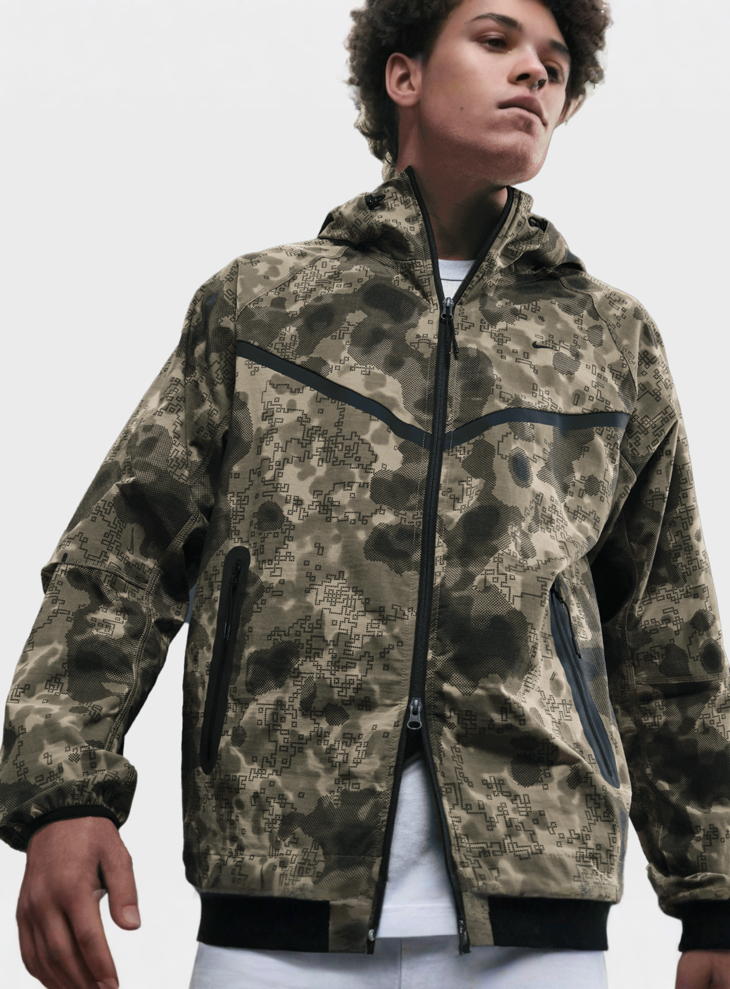 Nike, Tech Dri-FIT Woven Camo Windrunner Oversized Jacket, camouflage, Image 5 of 7