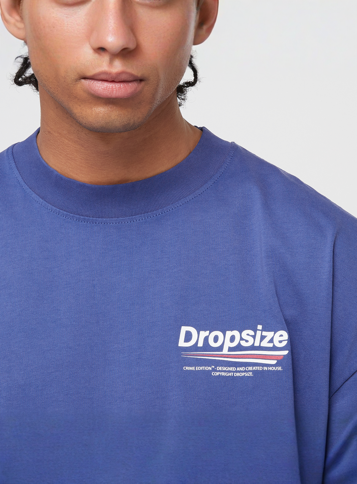 DropSize, Heavy Oversized Three Lines Back T-Shirt, blue, Image 3 of 5