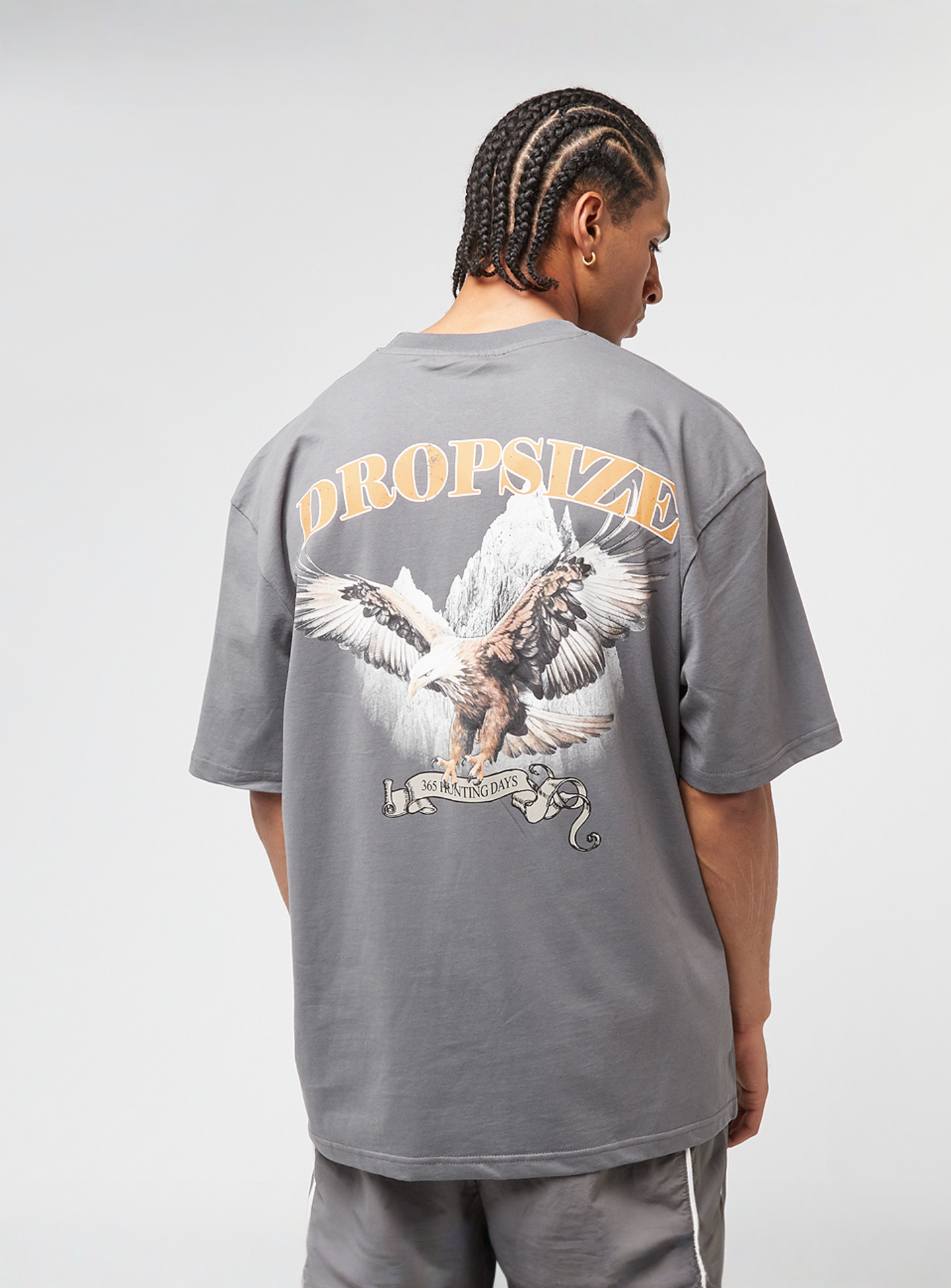 DropSize, Heavy Oversized Eagle T-Shirt, grey, Image 1 of 5
