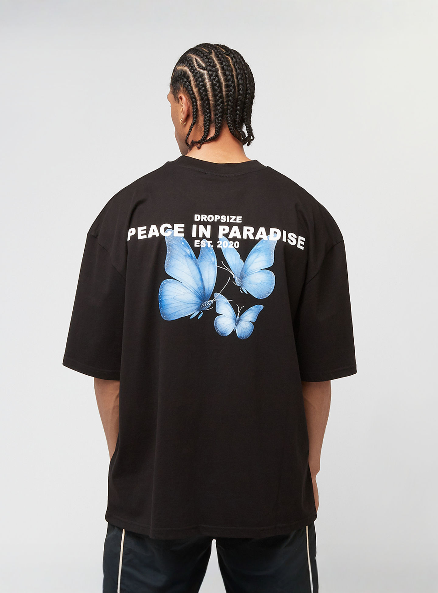 DropSize, Heavy Oversized Butterflies Paradise T-Shirt, black, Image 1 of 5