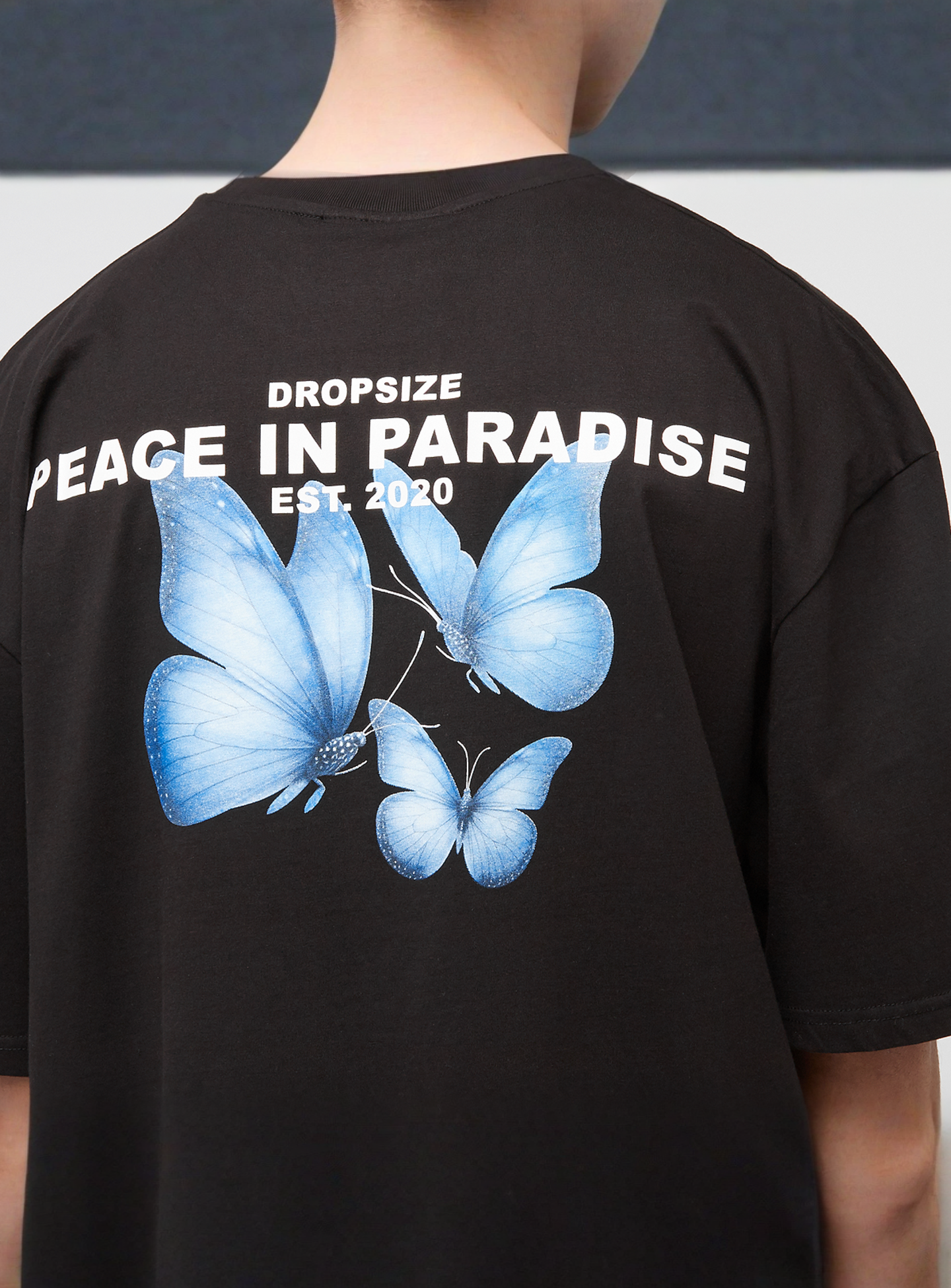 DropSize, Heavy Oversized Butterflies Paradise T-Shirt, black, Image 4 of 5