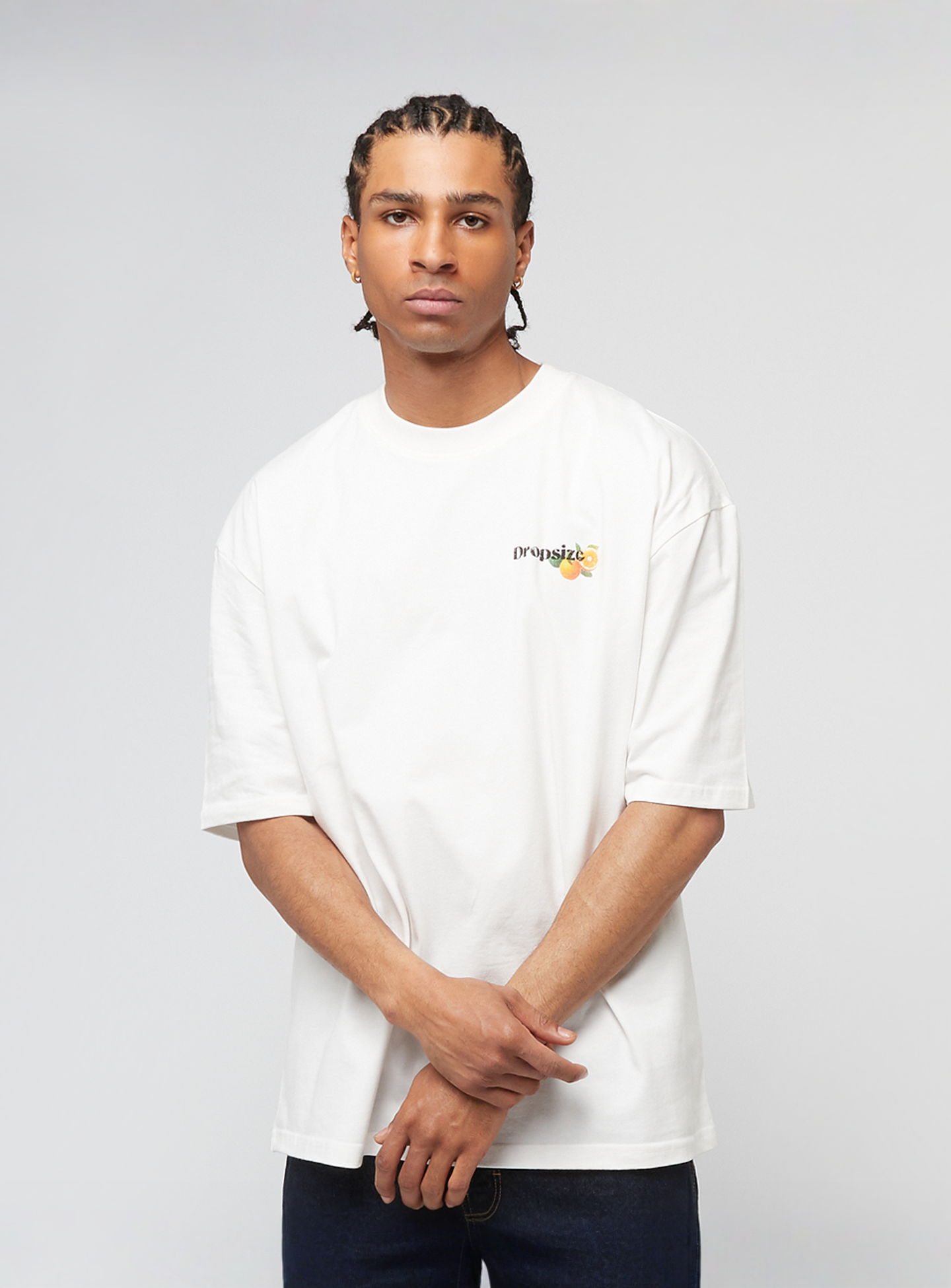 DropSize, Heavy Oversized Orange Lemonade T-Shirt, white, Image 2 of 5