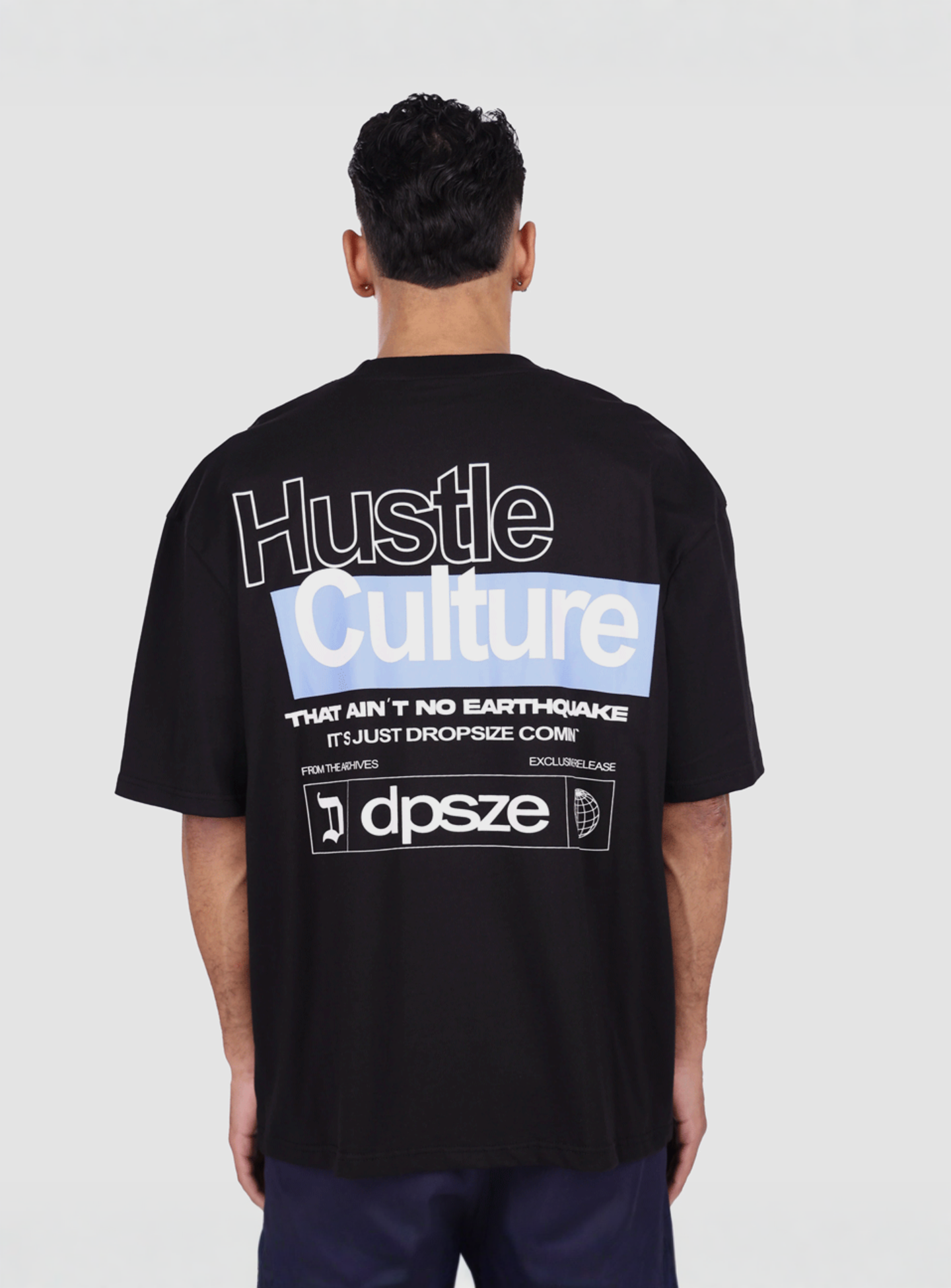 DropSize, Heavy Oversize Hustle Culture T-Shirt, black, Image 1 of 5