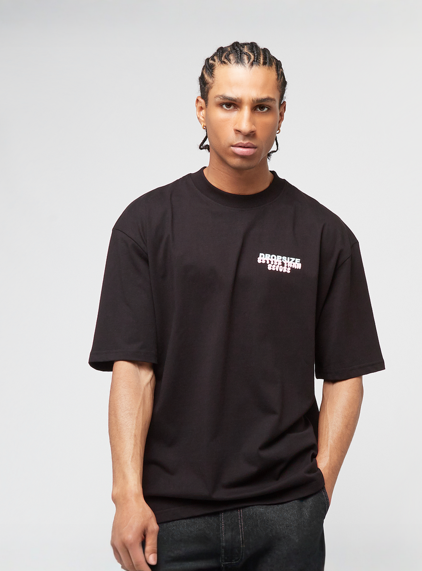 DropSize, Heavy Oversized Bubble Font T-Shirt, black, Image 2 of 5