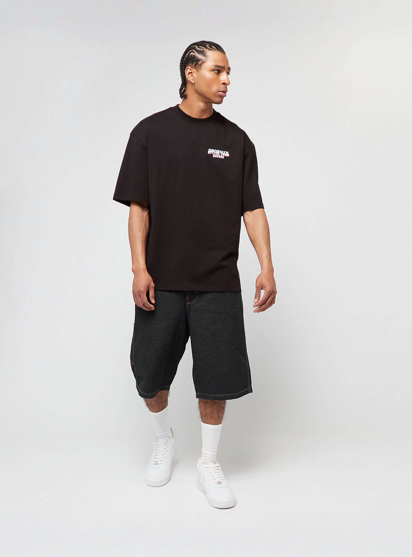 DropSize, Heavy Oversized Bubble Font T-Shirt, black, Image 5 of 5