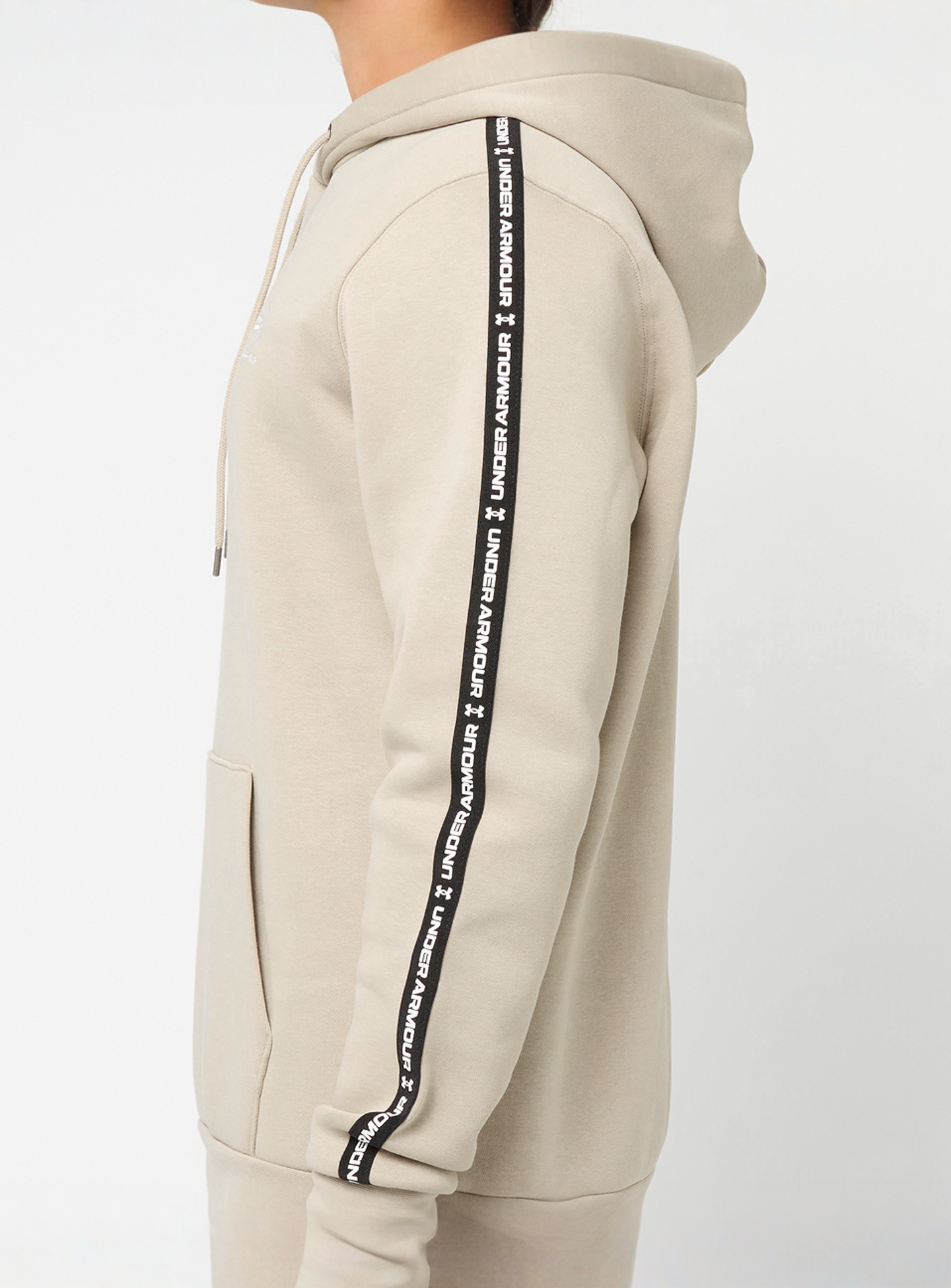 Under Armour, Icon Fleece Hoodie Taping, beige, Image 4 of 6