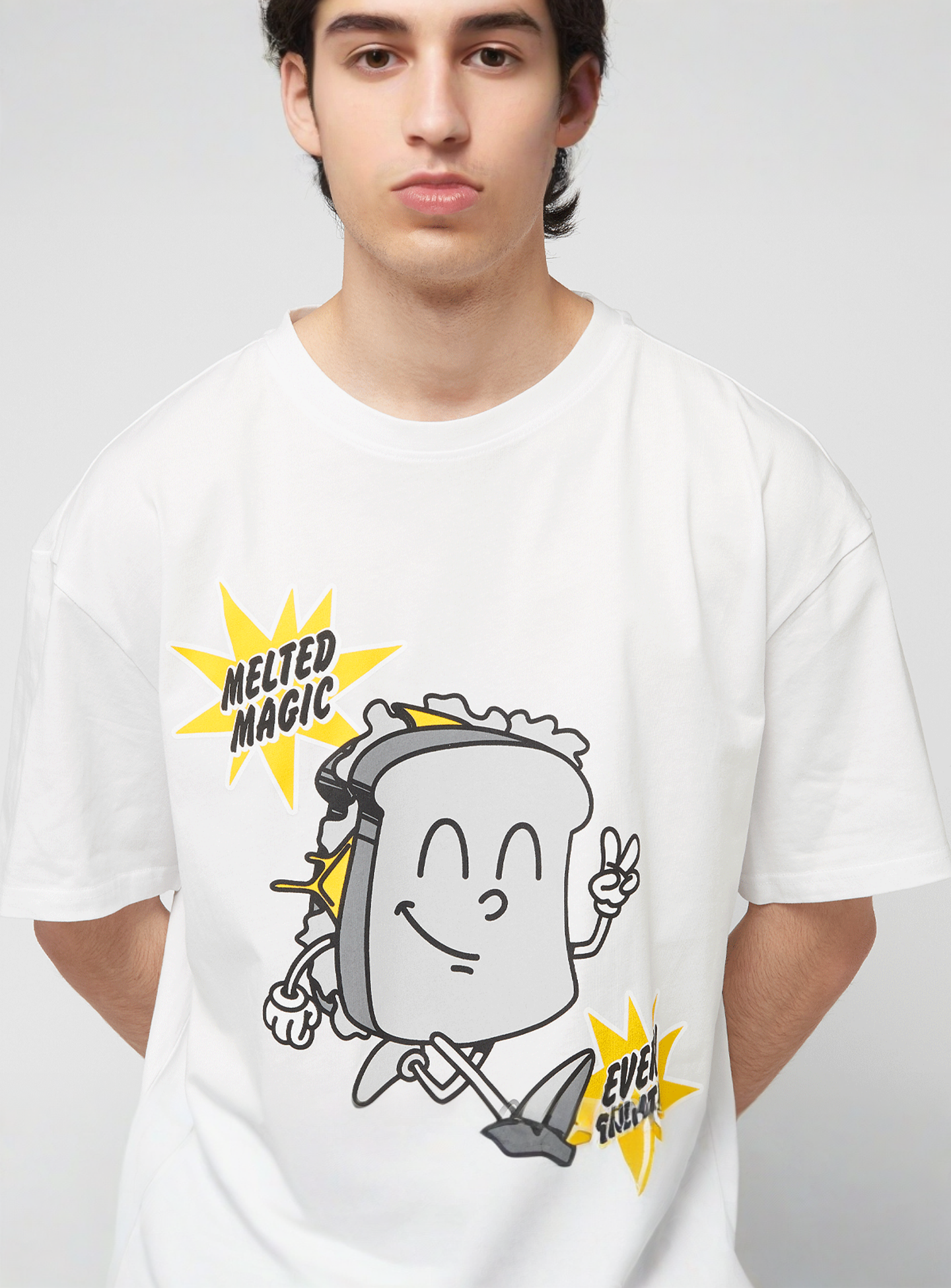 Mister Tee, Cheese And Smile Oversize Tee, white, Image 3 of 4