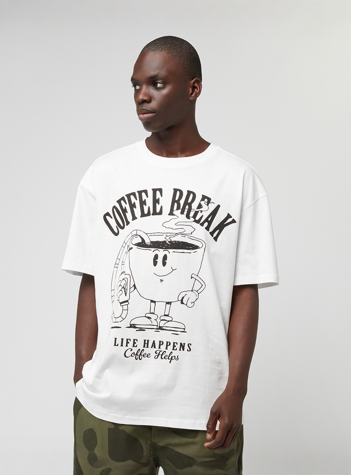 Mister Tee, Life Happens Coffee Helps Oversize Tee, white, Image 1 of 4