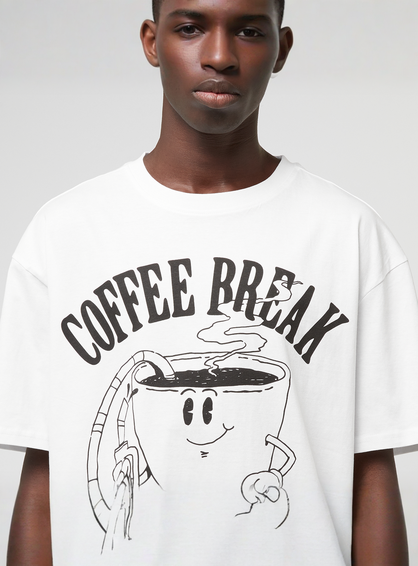 Mister Tee, Life Happens Coffee Helps Oversize Tee, white, Image 3 of 4