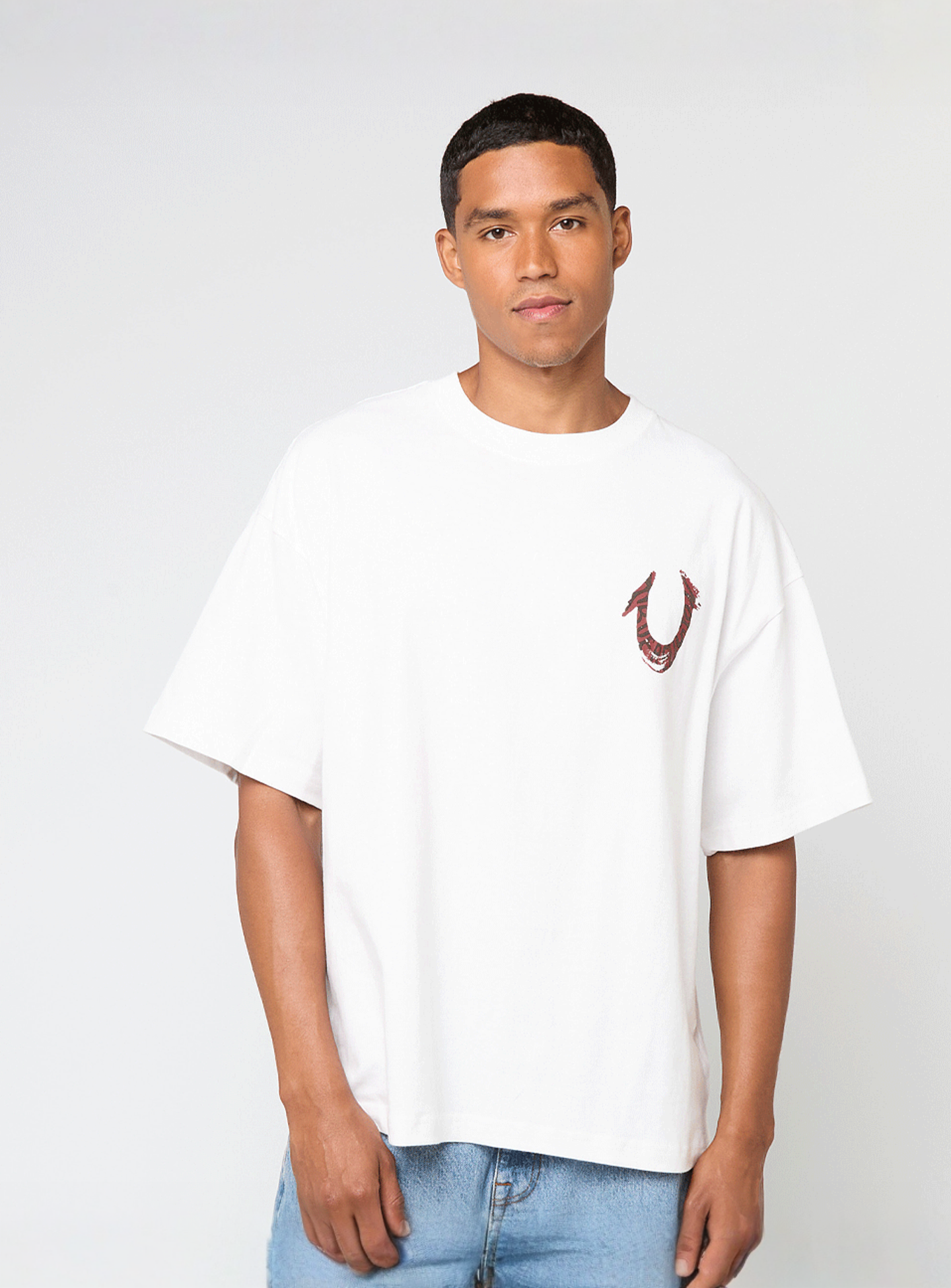 True Religion, Painted Horseshoe Oversized Tee, white, Image 2 of 5