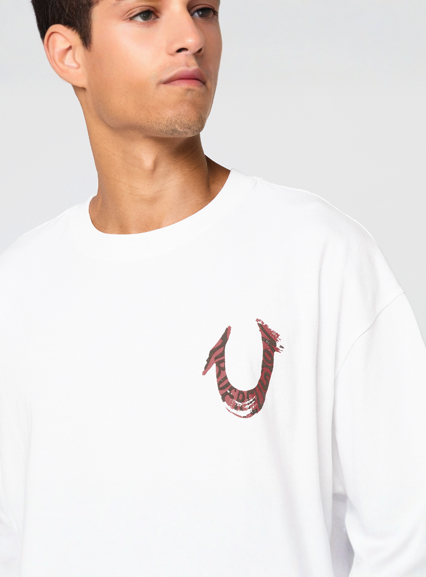 True Religion, Painted Horseshoe Oversized Tee, white, Image 3 of 5
