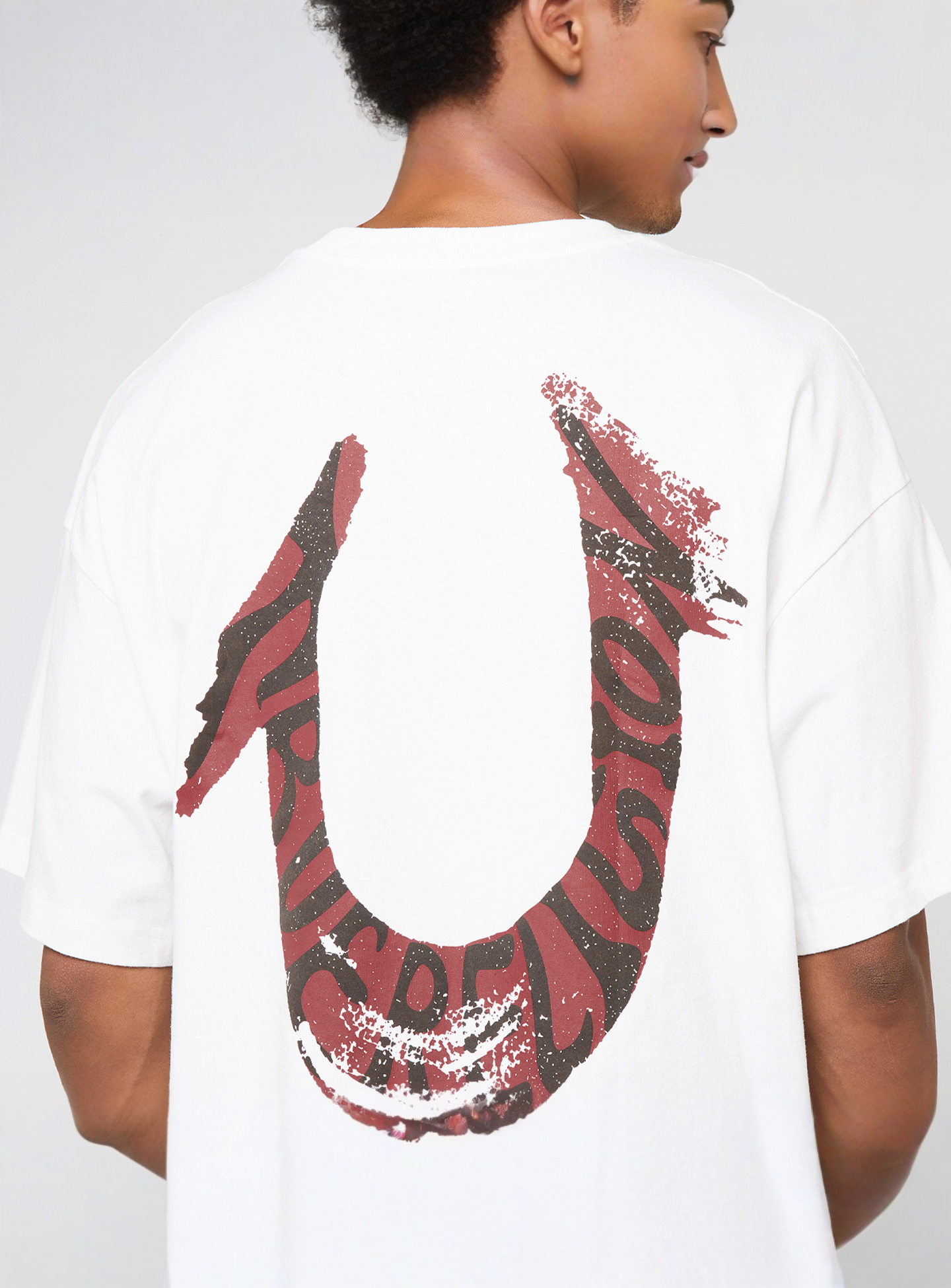 True Religion, Painted Horseshoe Oversized Tee, white, Image 4 of 5
